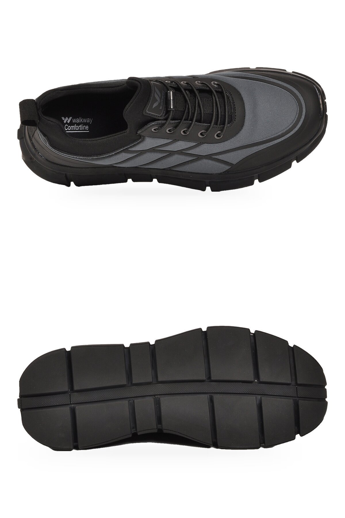 Erkek Lastik Bağcıklı Kalın Rahat Konfor Taban Füme Yürüyüş ve Spor Ayakkabı Sneaker Stride