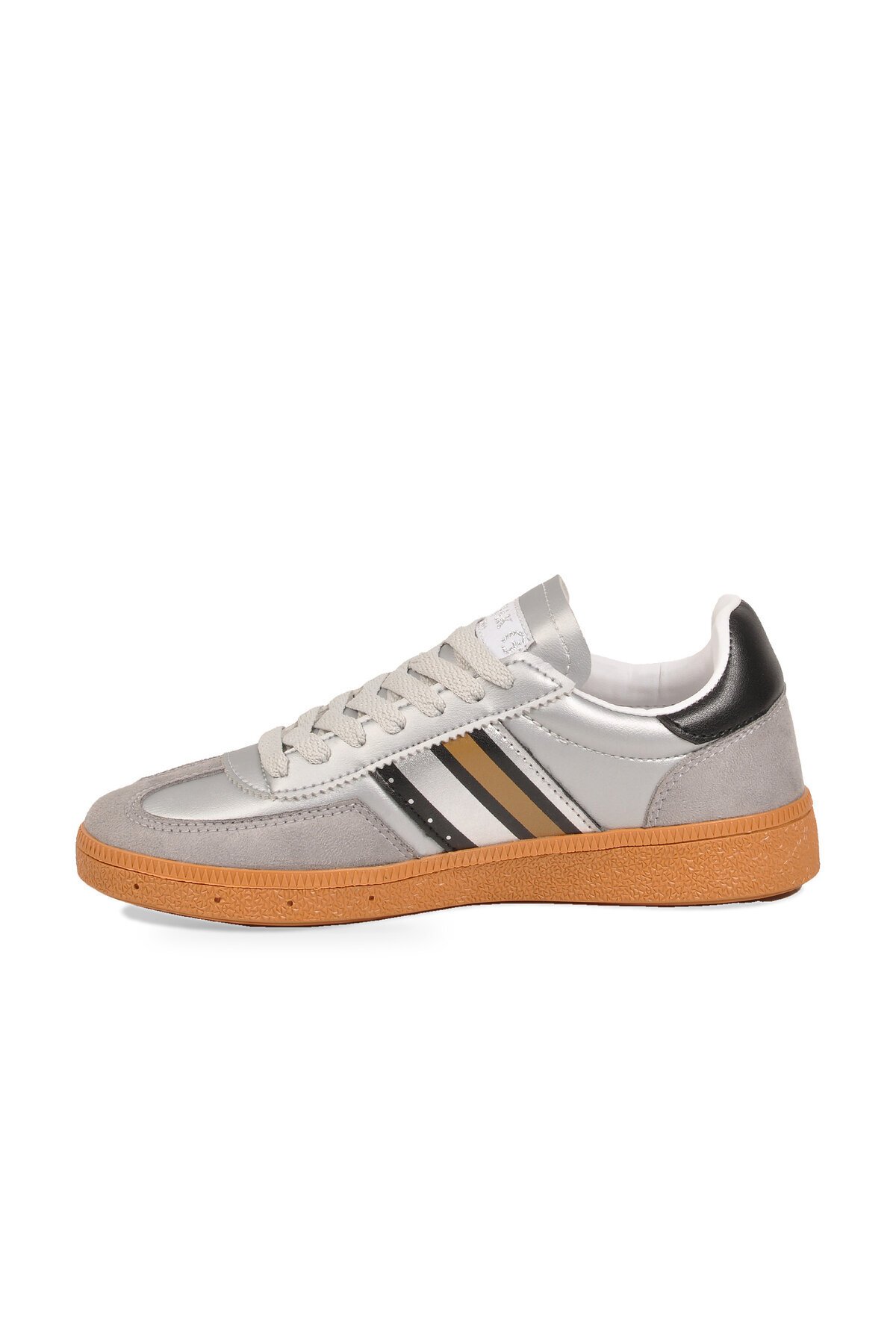Gümüş-Siyah Bağcıklı Unisex Yürüyüş ve Spor Ayakkabı Sneaker 015