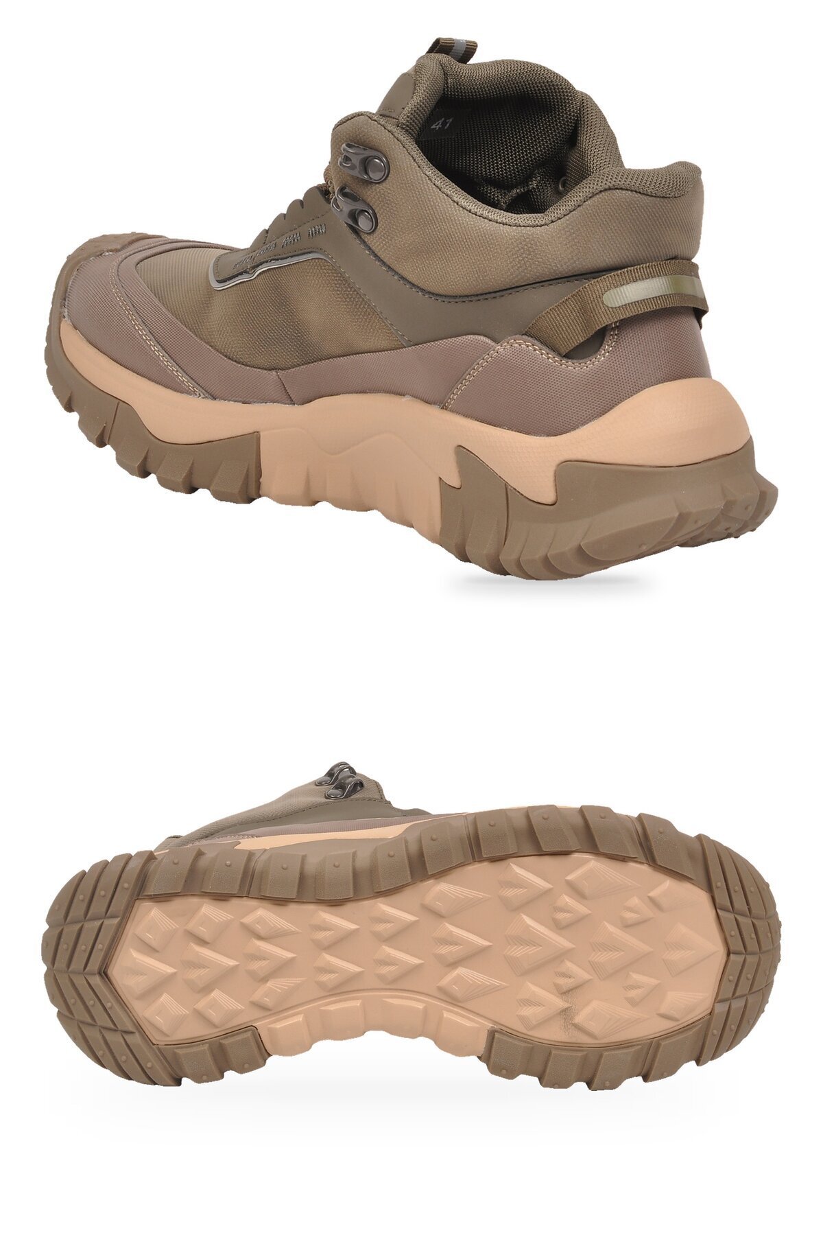 Erkek Bağcıklı Kalın Kauçuk Taban Haki Outdoor Trekking Bot 26K513