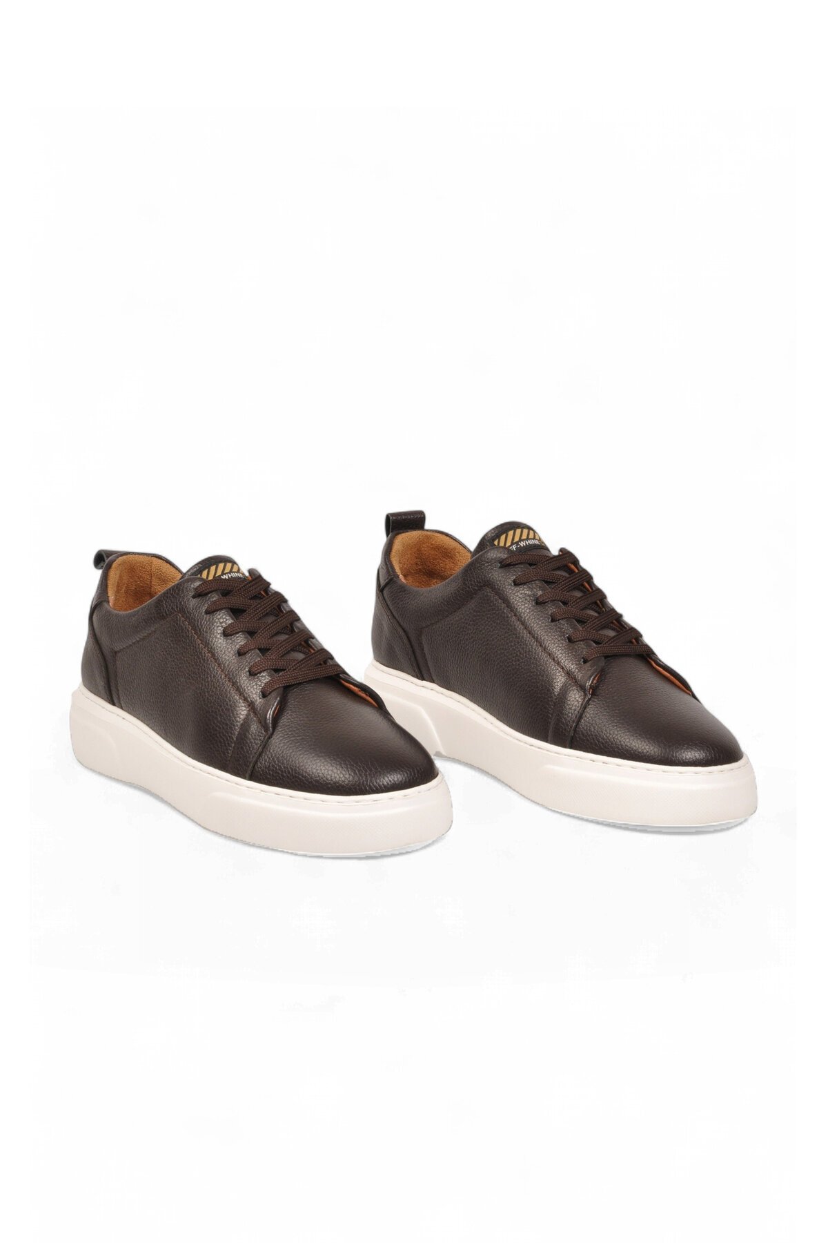 Erkek Bağcıklı Kalın Rahat Tabanlı Kahve-Bej Hakiki Deri Casual Sneaker Ayakkabı 272303