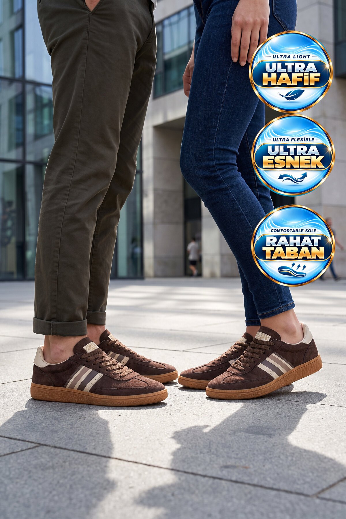Kahve-Bej Bağcıklı Unisex Yürüyüş ve Spor Ayakkabı Sneaker 015