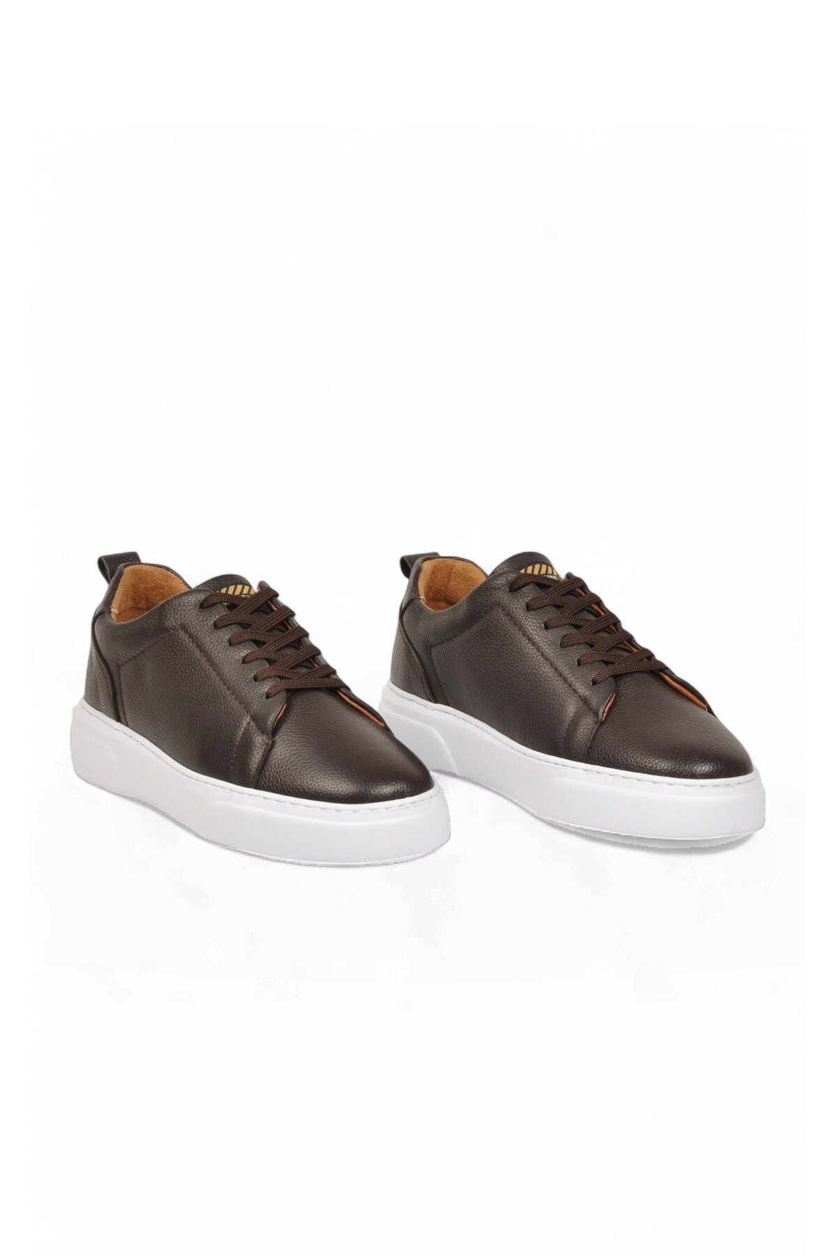 Erkek Bağcıklı Kalın Rahat Tabanlı Kahve Hakiki Deri Casual Sneaker Ayakkabı 272303