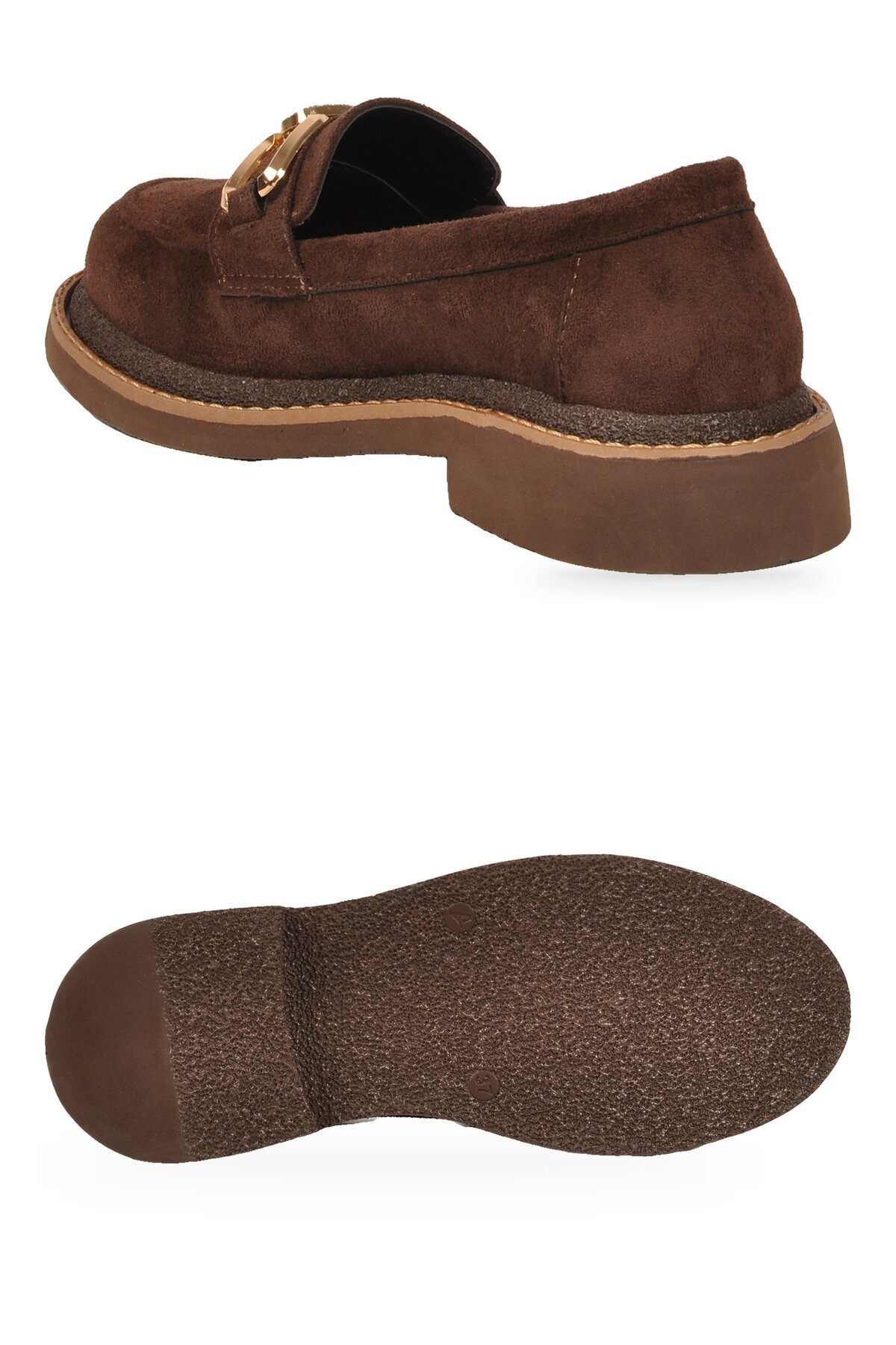 Kadın Kahve Süet Loafer Taş Detaylı Şık Rahat Taban Özel Gün ve Gece Casual Ayakkabı 457320