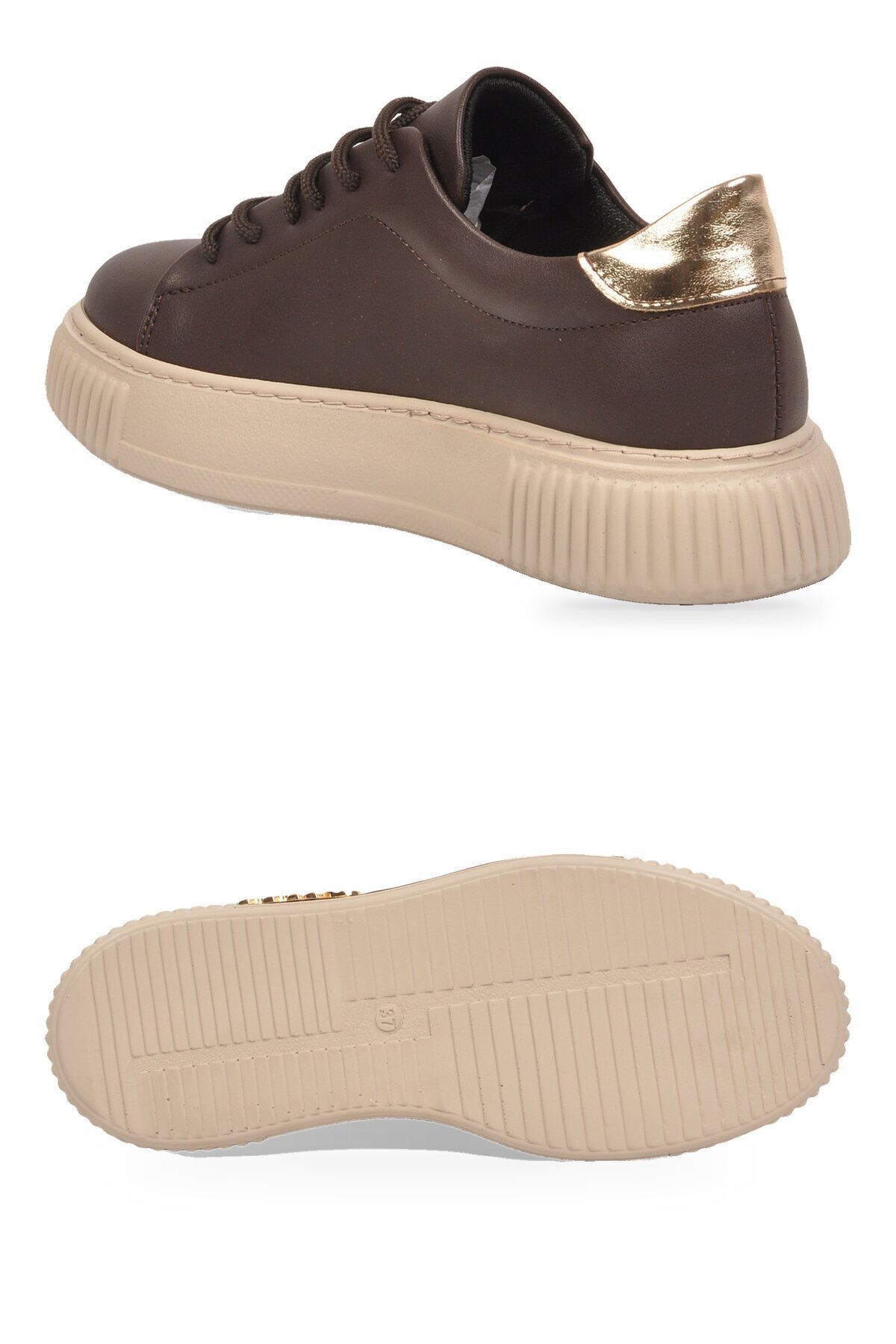 Kadın Kahve Bağcıklı Kalın Tabanlı Şık Rahat Sneaker Günlük Casual Yürüyüş Ayakkabı 261261