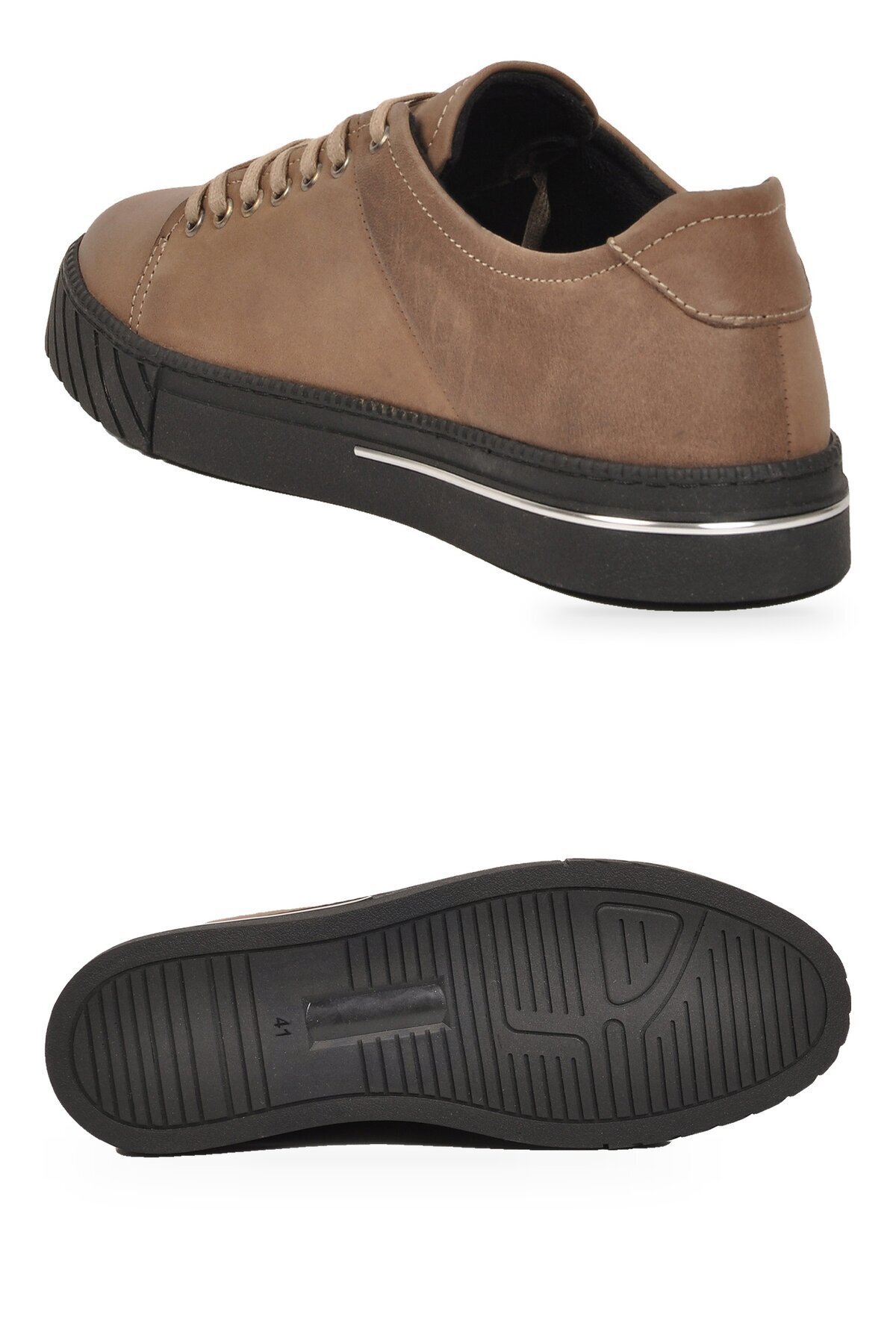 Erkek Bağcıklı Rahat Taban Kum Hakiki Deri Erkek Casual Sneaker Ayakkabı 165