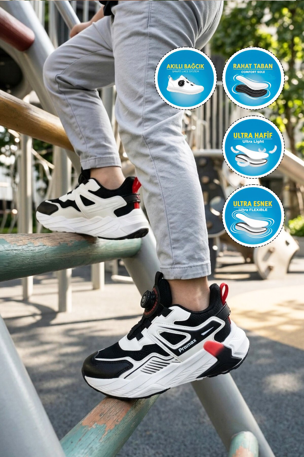 Siyah-Beyaz Erkek Çocuk Spor Ayakkabı 2099 F
