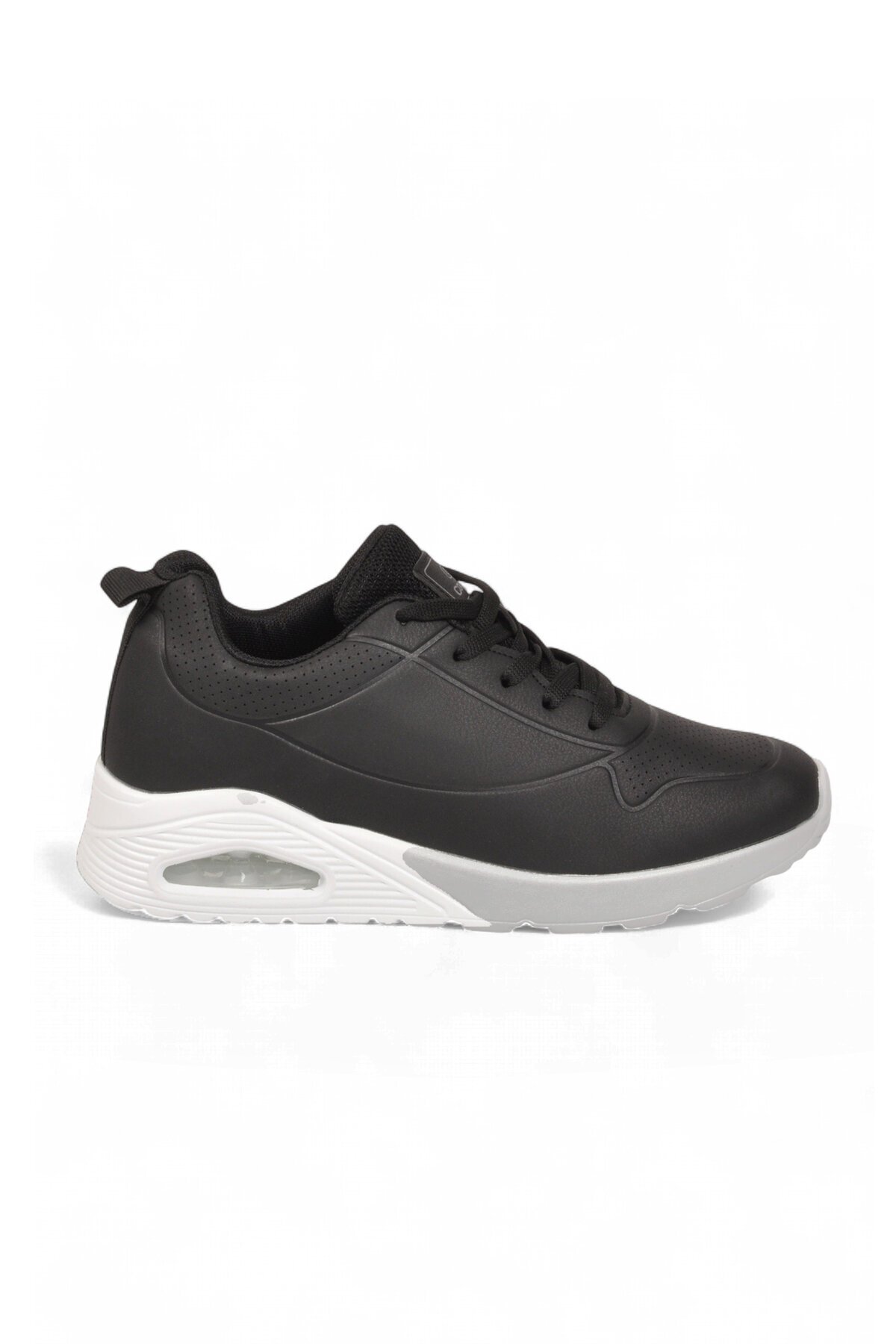 Bağcıklı Kalın Tabanlı Siyah-Beyaz Unisex Yürüyüş ve Spor Ayakkabı Sneaker 5101