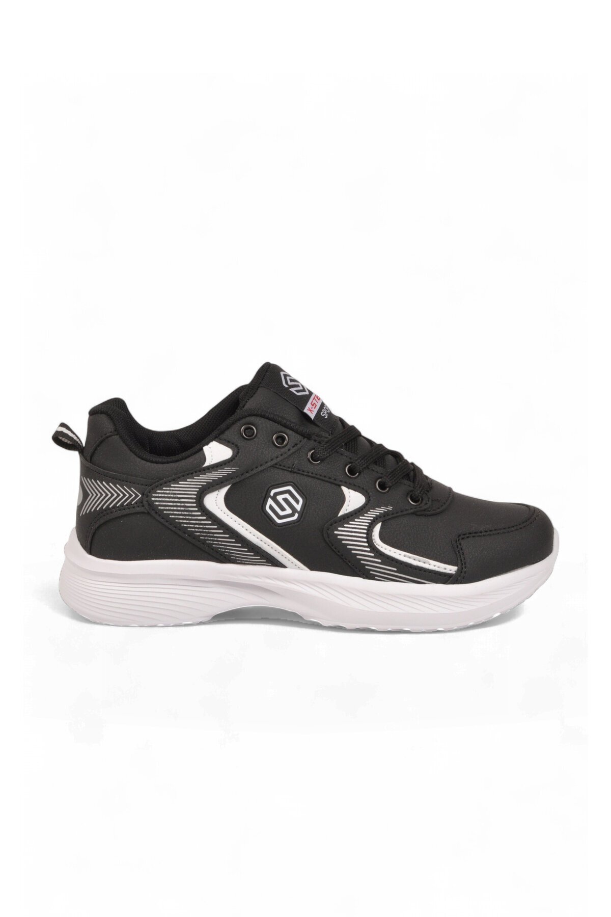 Bağcıklı Kalın Rahat Taban Hafif Esnek Siyah-Beyaz Unisex Yürüyüş ve Spor Ayakkabı Sneaker 2032