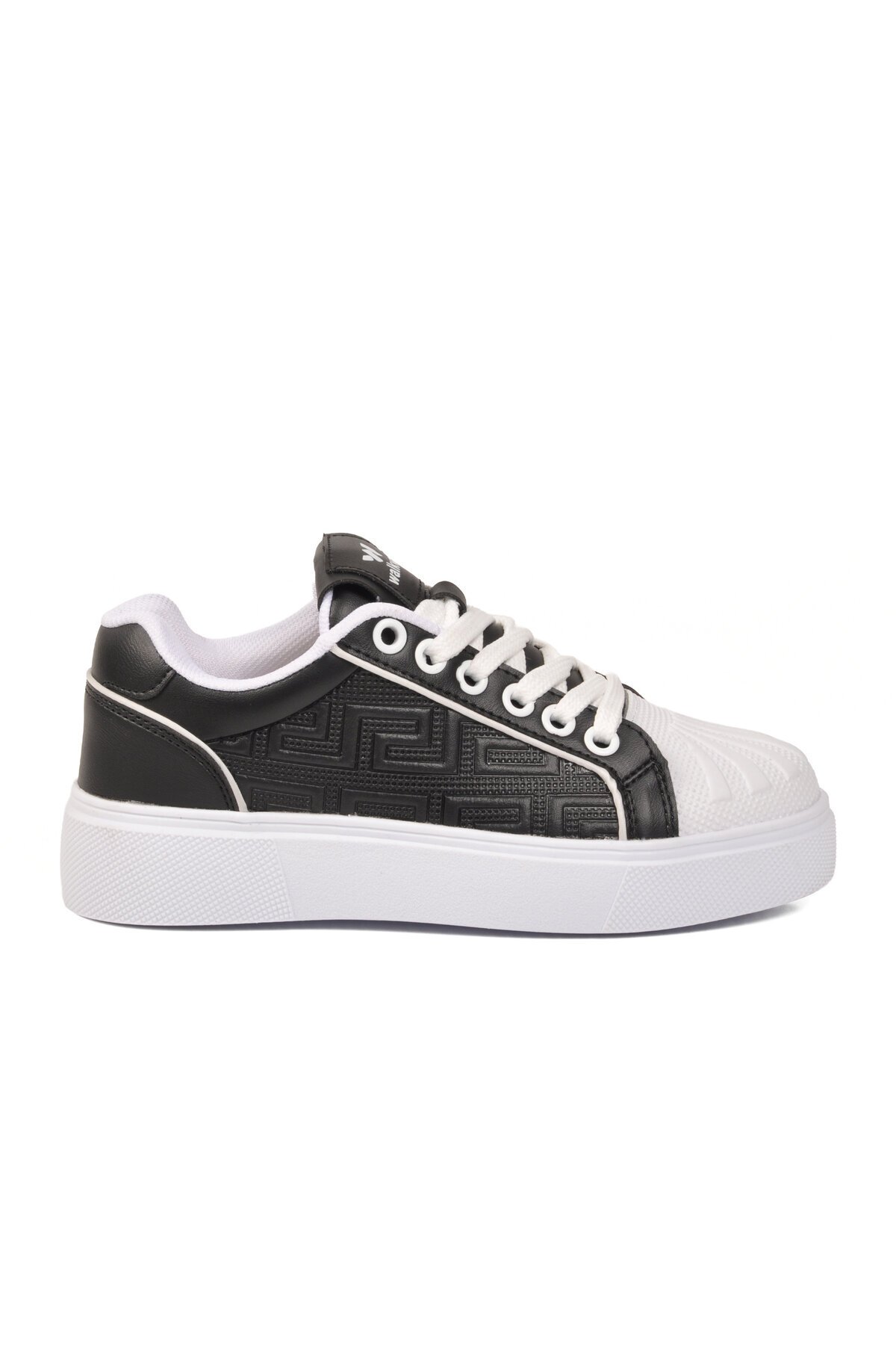 Erkek Bağcıklı Kalın Taban Spor Ayakkabı Siyah-Beyaz Şık Rahat Casual Ayakkabı Sneaker 26201