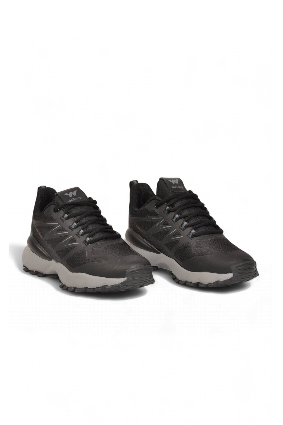 Siyah-Buz Hafif Esnek Rahat Kaymaz Tabanlı Bağcıklı Erkek Spor Ayakkabı Sneaker Upp Sala