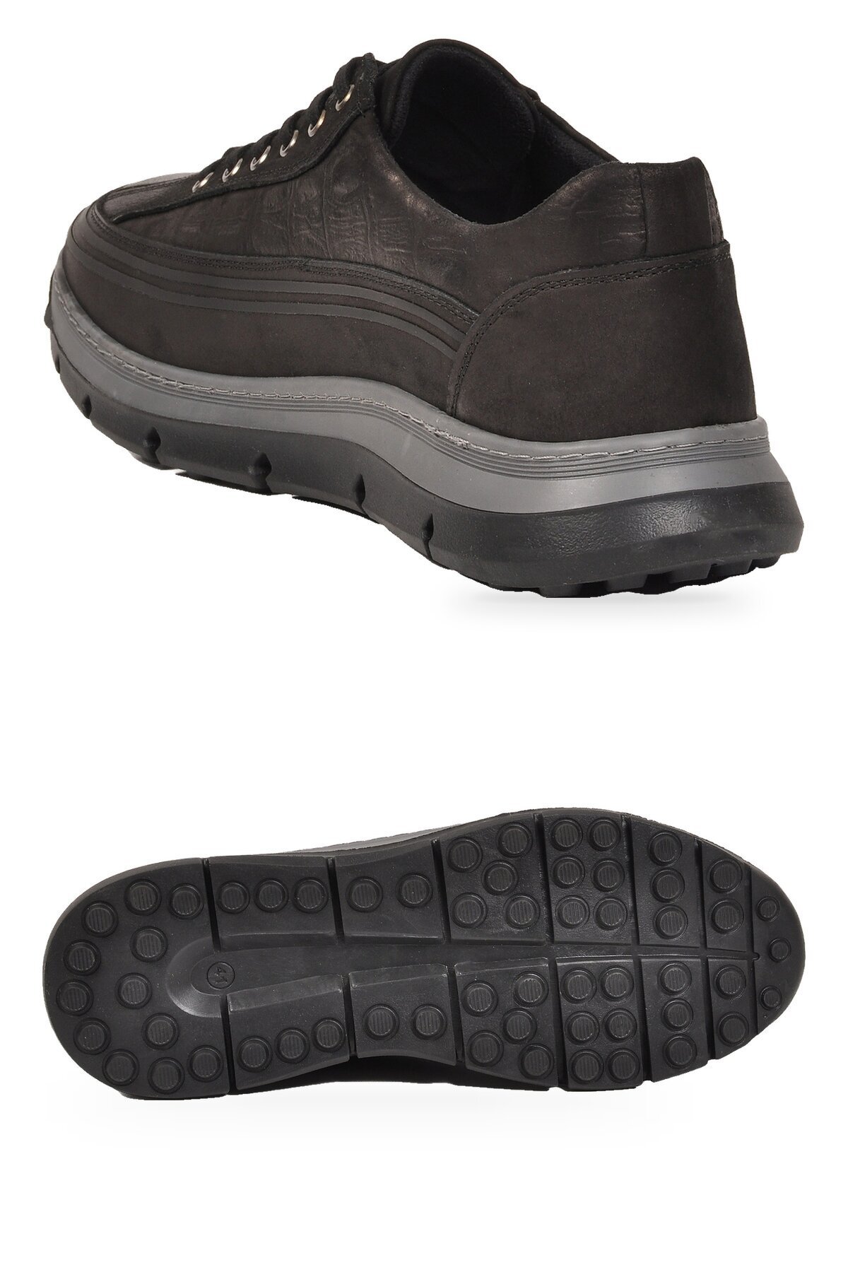 Erkek Bağcıklı Rahat Taban Siyah Hakiki Deri Erkek Casual Sneaker Ayakkabı 160