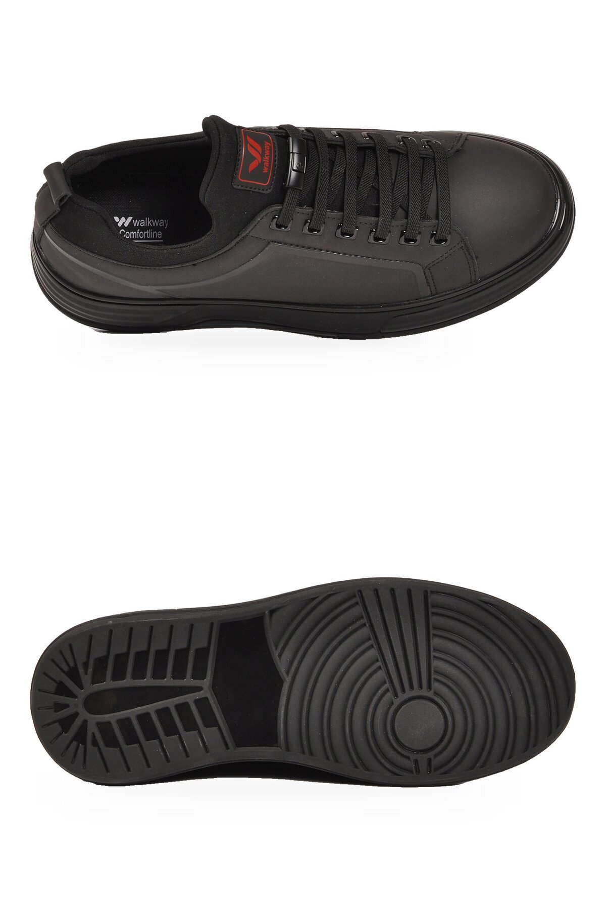 Erkek Bağcıklı Kalın Rahat Konfor Taban Siyah-Kırmızı Yürüyüş ve Spor Ayakkabı Sneaker Ignite
