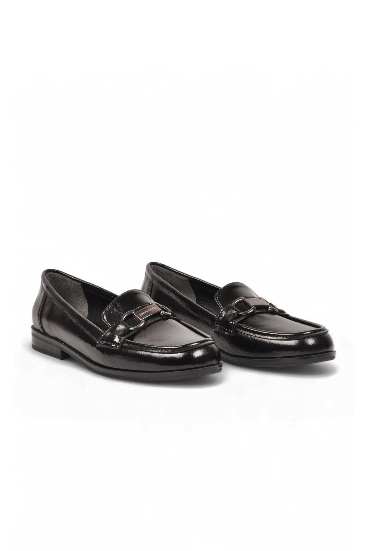 Kadın Toka Detaylı Şık Rahat Siyah Parlak Kadın Klasik Casual Ayakkabı Loafer PC-56058