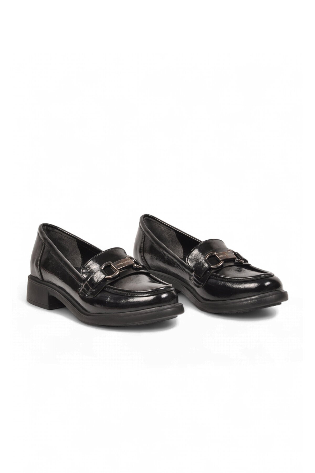 Kadın Toka Detaylı Şık Rahat Siyah Parlak Kadın Klasik Casual Ayakkabı Loafer PC-56064