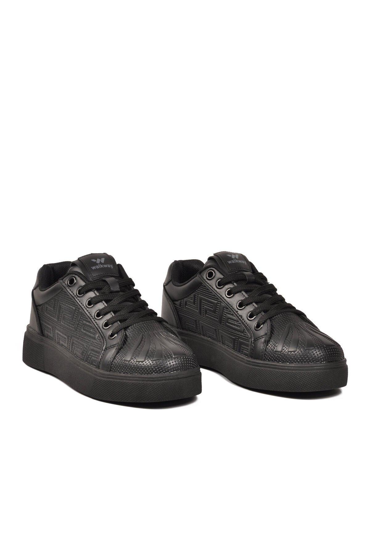 Unisex Bağcıklı Kalın Taban Spor Ayakkabı Siyah Şık Rahat Casual Ayakkabı Sneaker 26201