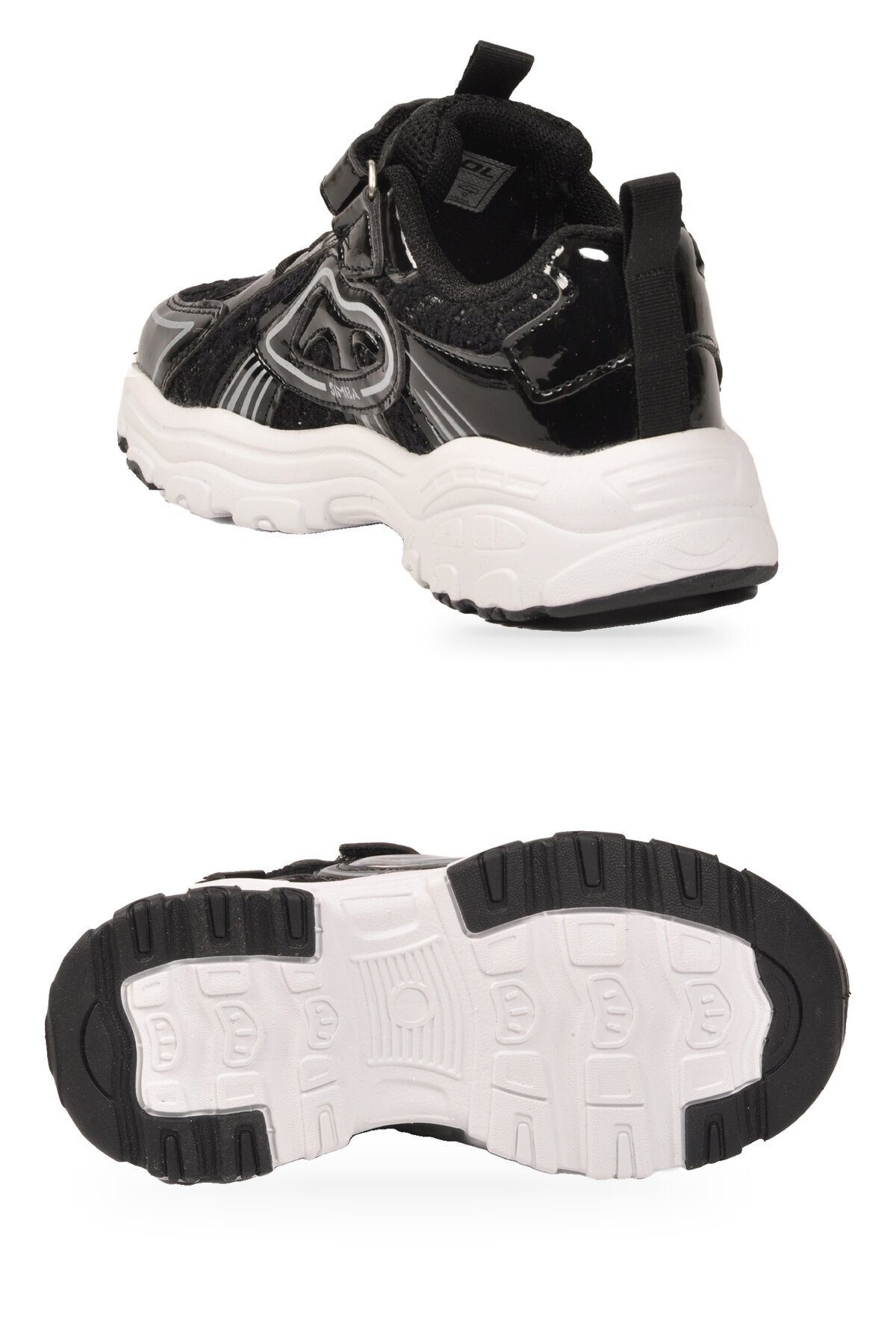 Siyah Desenli Cırt Bantlı Rahat Tabanlı Kız Çocuk Yürüyüş ve Spor Ayakkabı Sneaker Sımba