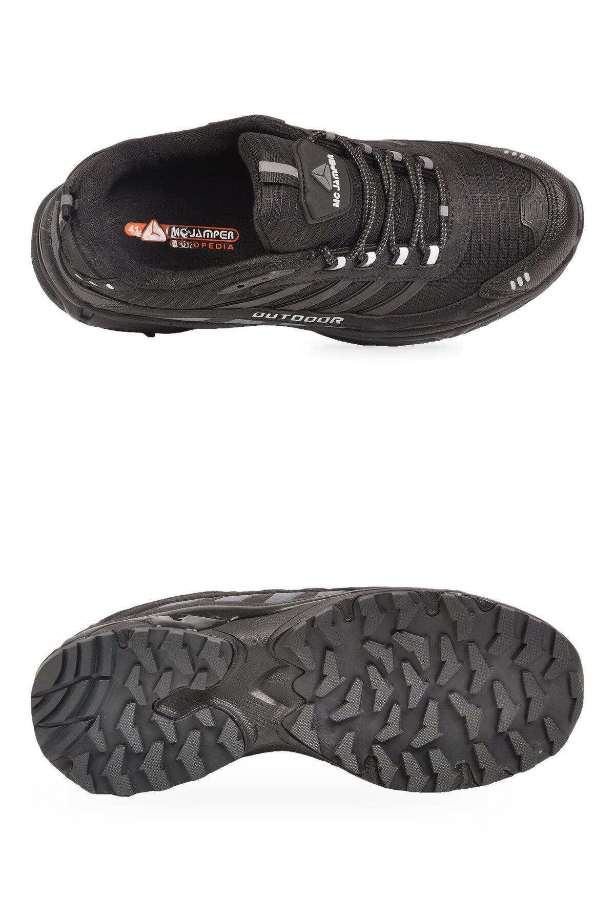 Erkek Bağcıklı Kaymaz Tabanlı Siyah Outdoor Trekking Ayakkabı 2408