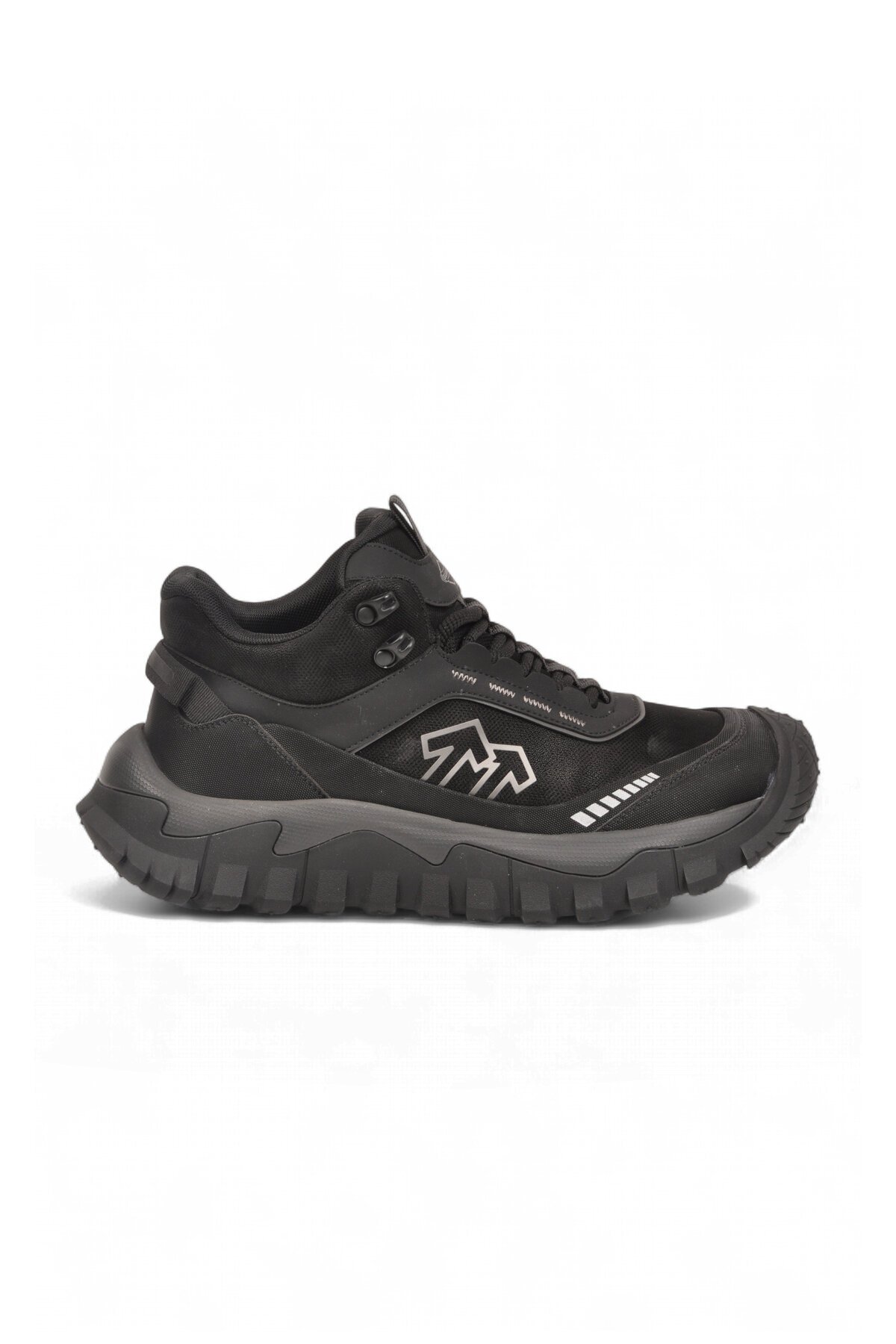 Erkek Bağcıklı Kalın Kauçuk Taban Siyah Outdoor Trekking Bot 26K513
