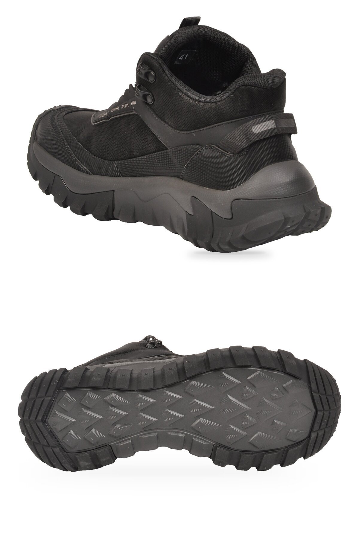 Erkek Bağcıklı Kalın Kauçuk Taban Siyah Outdoor Trekking Bot 26K513