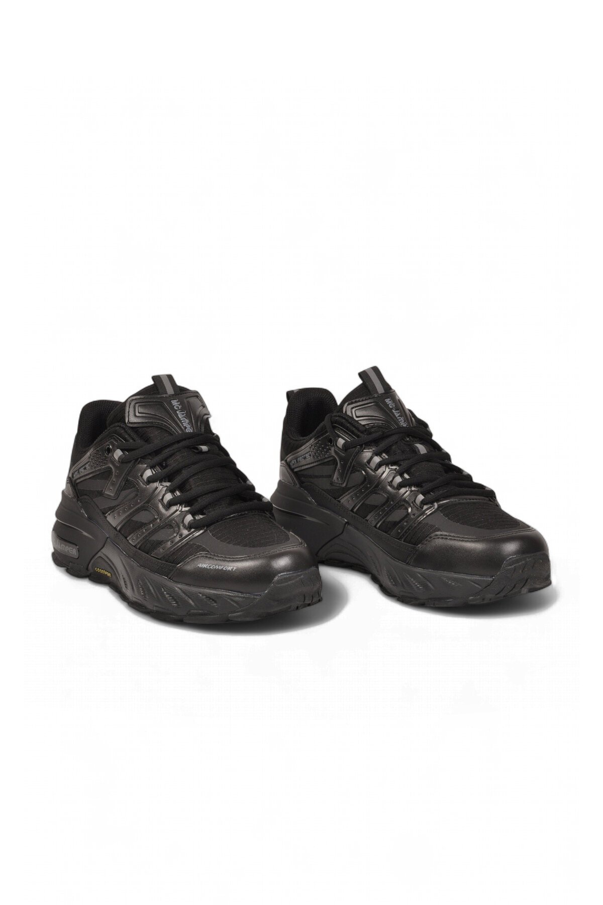 Rahat Ortopedik Taban Bağcıklı Siyah Erkek Yürüyüş ve Spor Ayakkabı Sneaker 2427