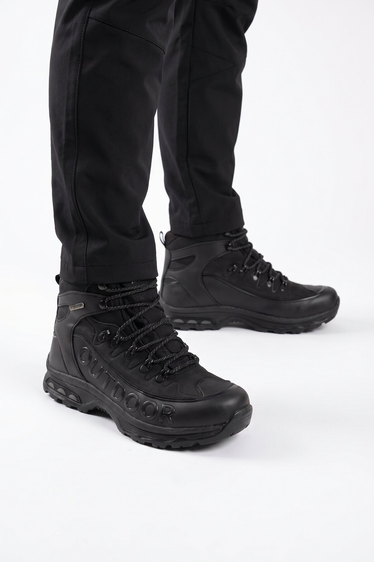 Erkek Bağcıklı Kaymaz Tabanlı Siyah Outdoor Trekking Bot 2115
