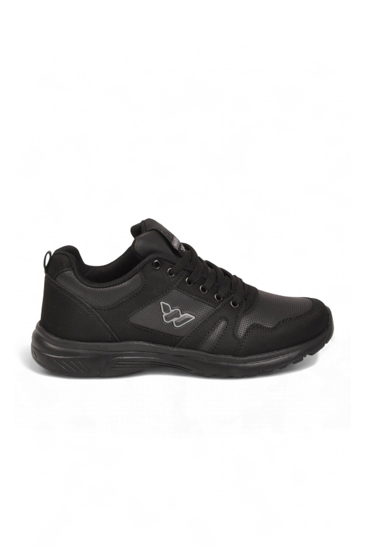 Bağcıklı Cilt Siyah Hafif Rahat Taban Esnek Unisex Yürüyüş ve Spor Ayakkabı Sneaker Core 020