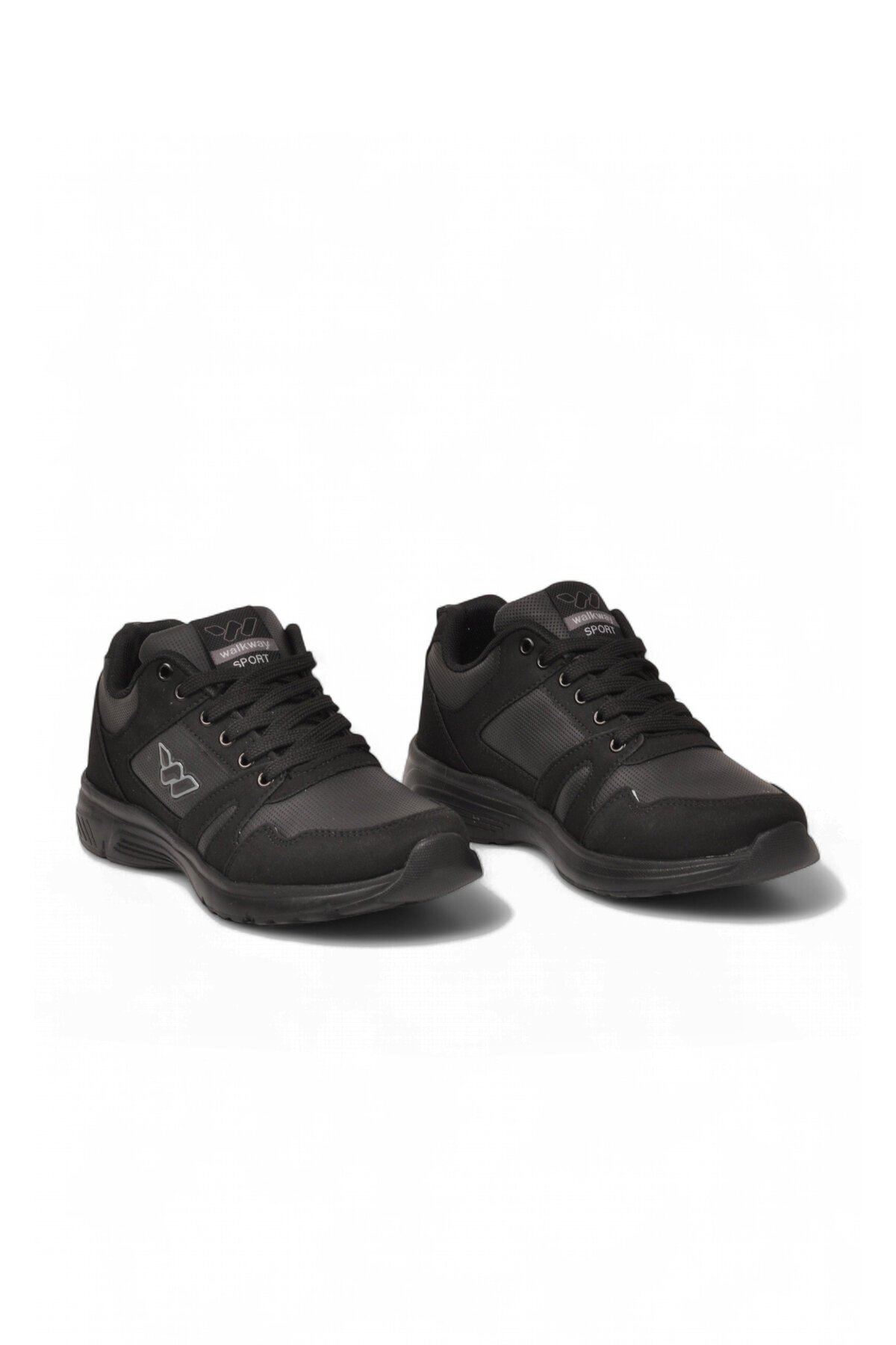 Bağcıklı Cilt Siyah Hafif Rahat Taban Esnek Unisex Yürüyüş ve Spor Ayakkabı Sneaker Core 020