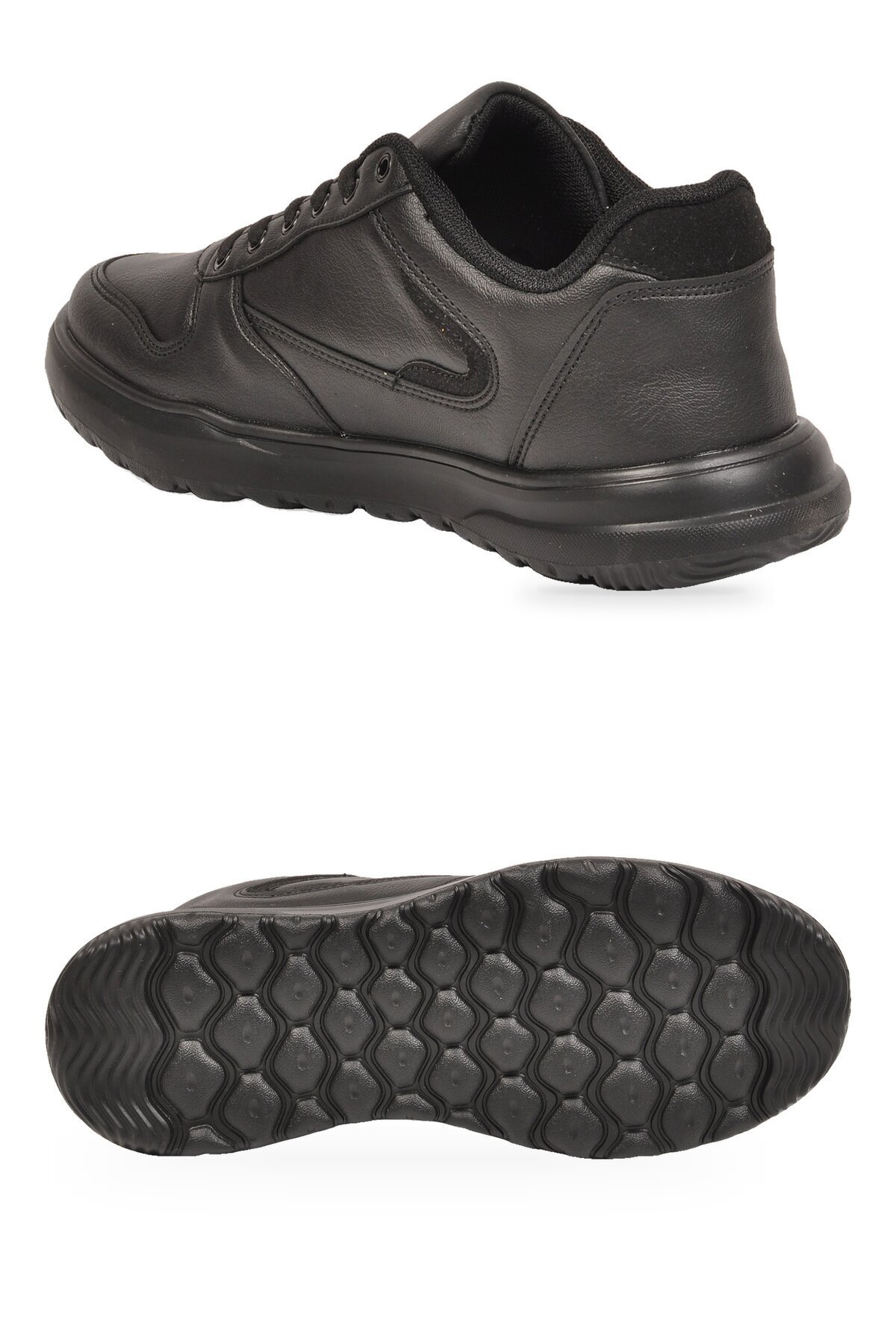 Erkek Bağcıklı Hafif Rahat Taban Siyah Casual Yürüyüş Ayakkabı Sneaker 2297 Cilt