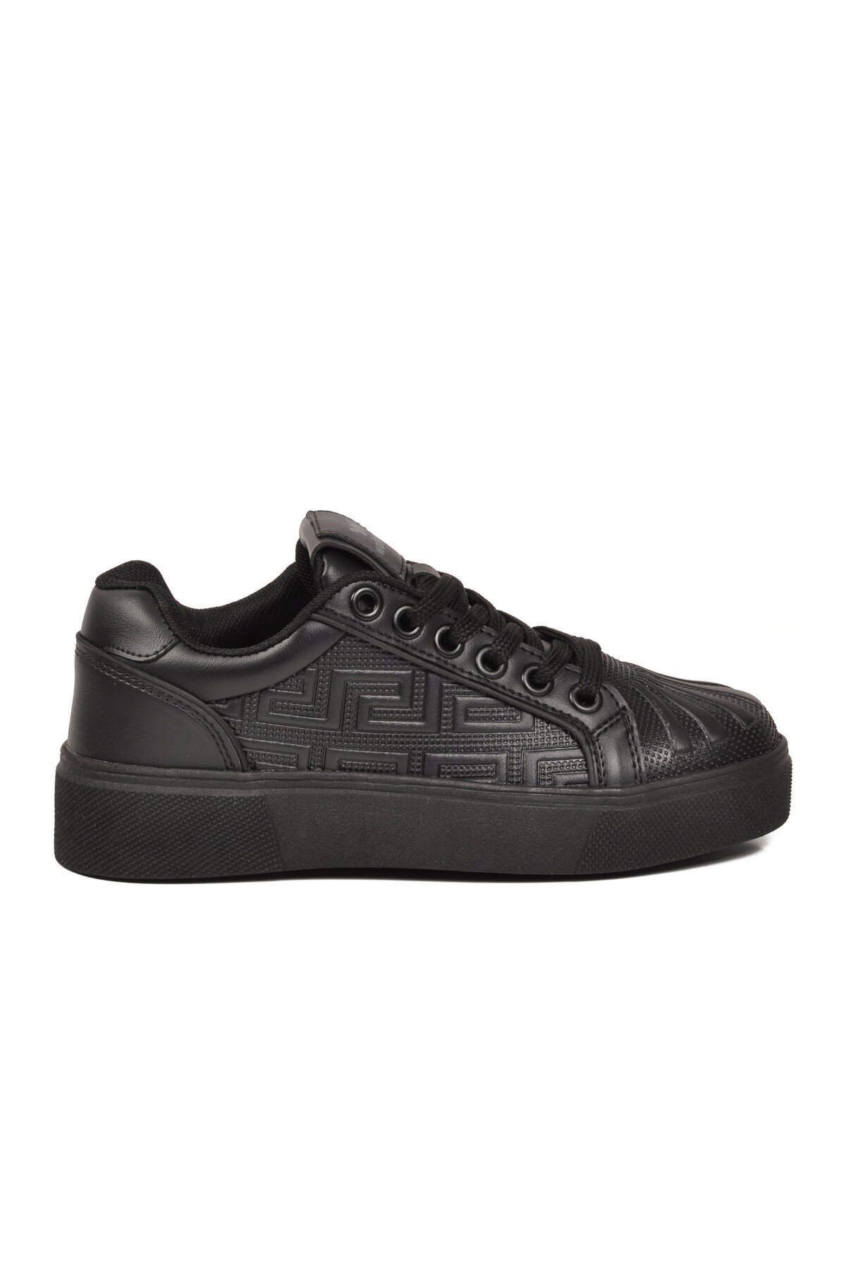 Erkek Bağcıklı Kalın Taban Spor Ayakkabı Siyah Şık Rahat Casual Ayakkabı Sneaker 26201