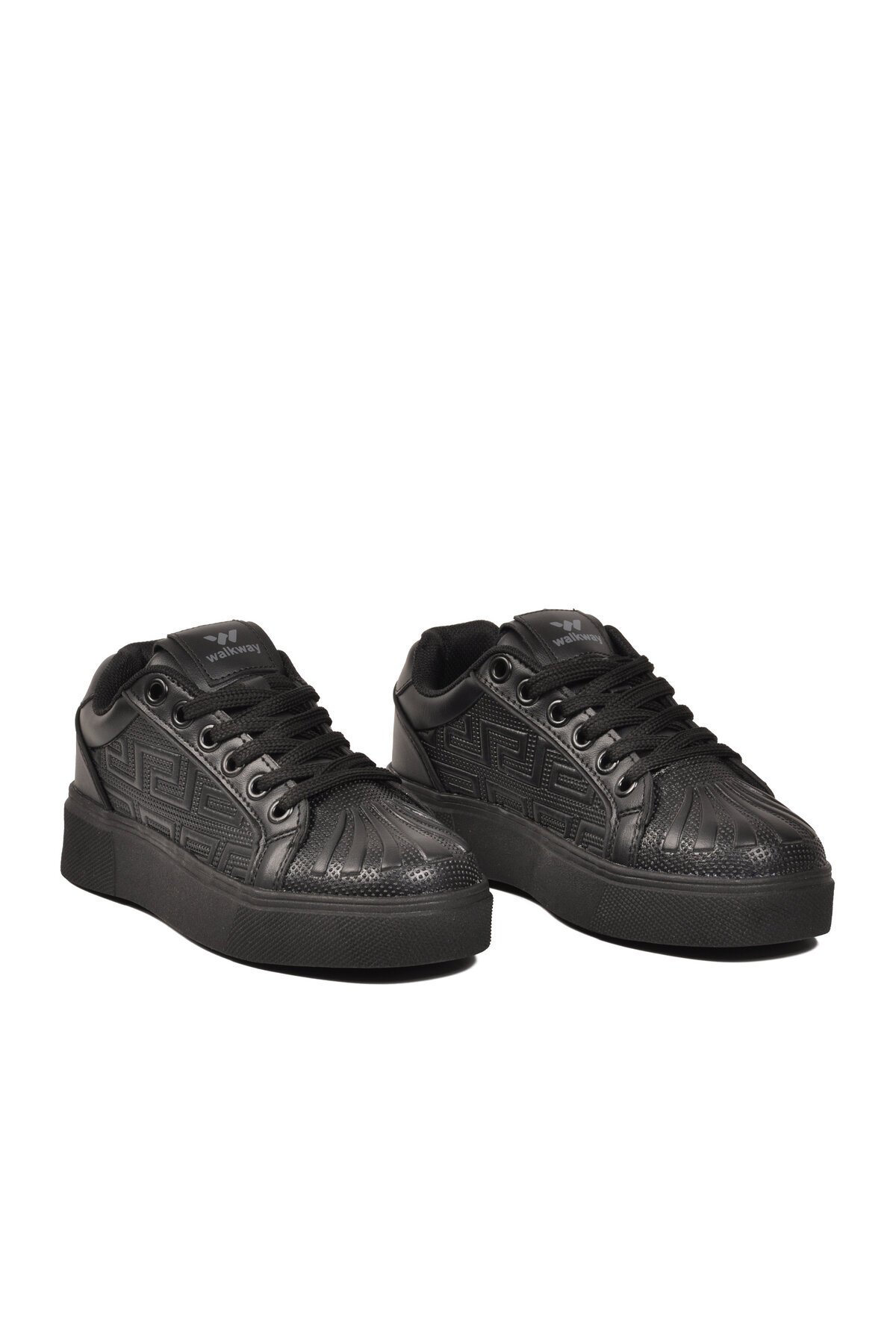 Erkek Bağcıklı Kalın Taban Spor Ayakkabı Siyah Şık Rahat Casual Ayakkabı Sneaker 26201