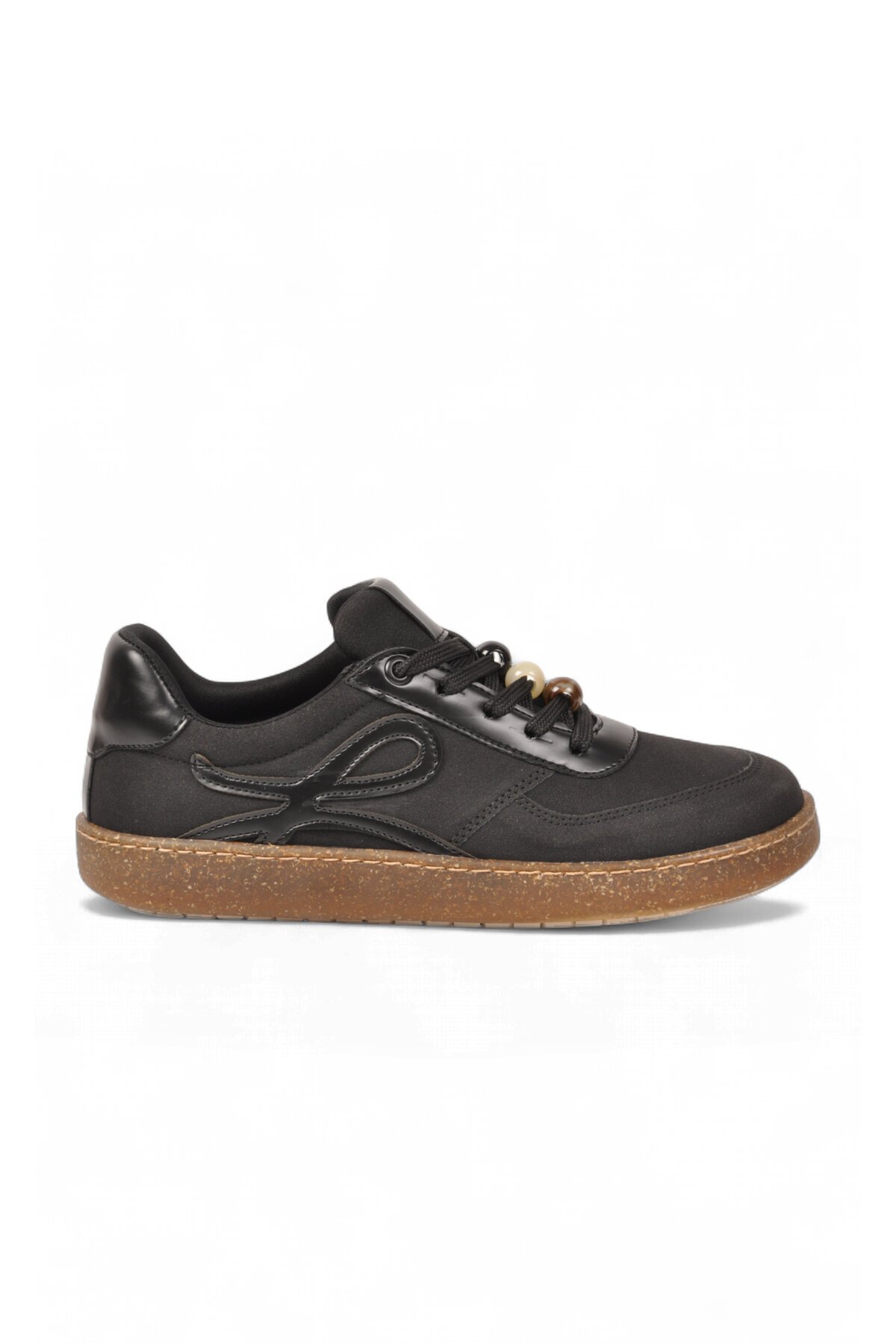 Aksesuar Bağcıklı Kalın Taban Sneaker Siyah Şık Rahat Casual Yürüyüş Ayakkabı 669253