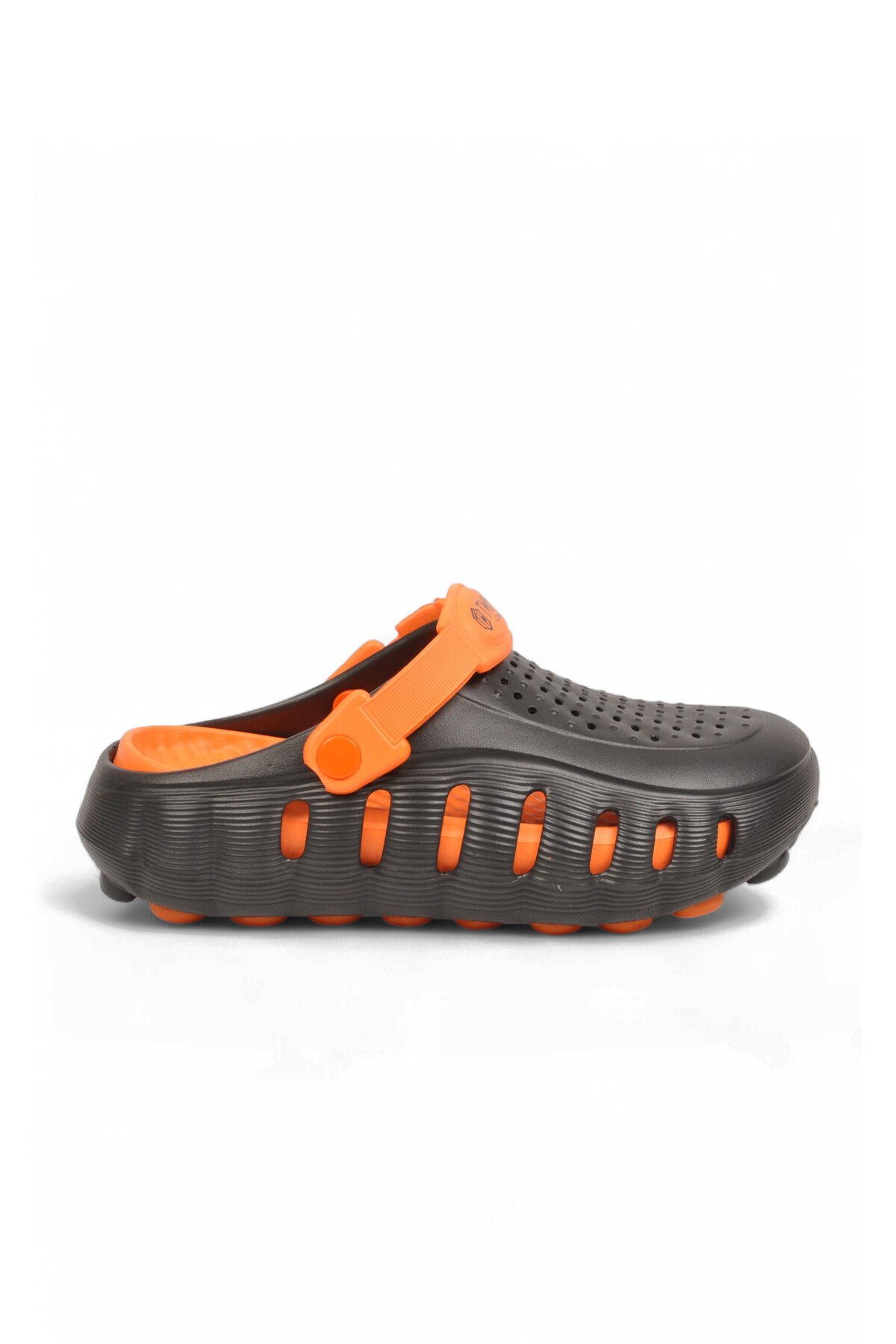 Eva Hafif Rahat Yumuşak Siyah-Turuncu Unisex Önü Kapalı Sabo Erkek Terlik 2504