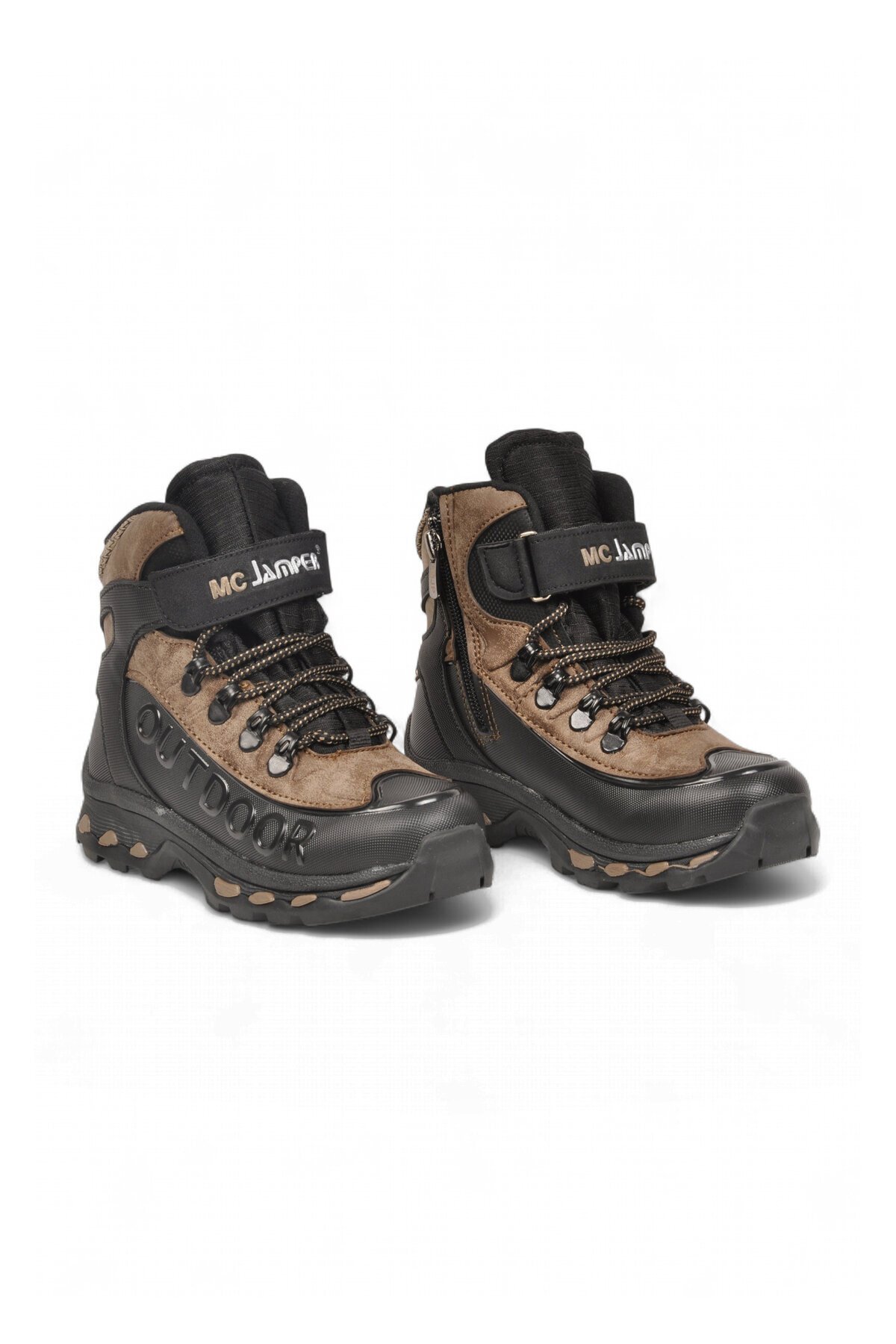 Siyah-Vizon Cırtlı Bilek Boy Kaymaz Taban Unisex Çocuk Outdoor Trekking Bot 2115