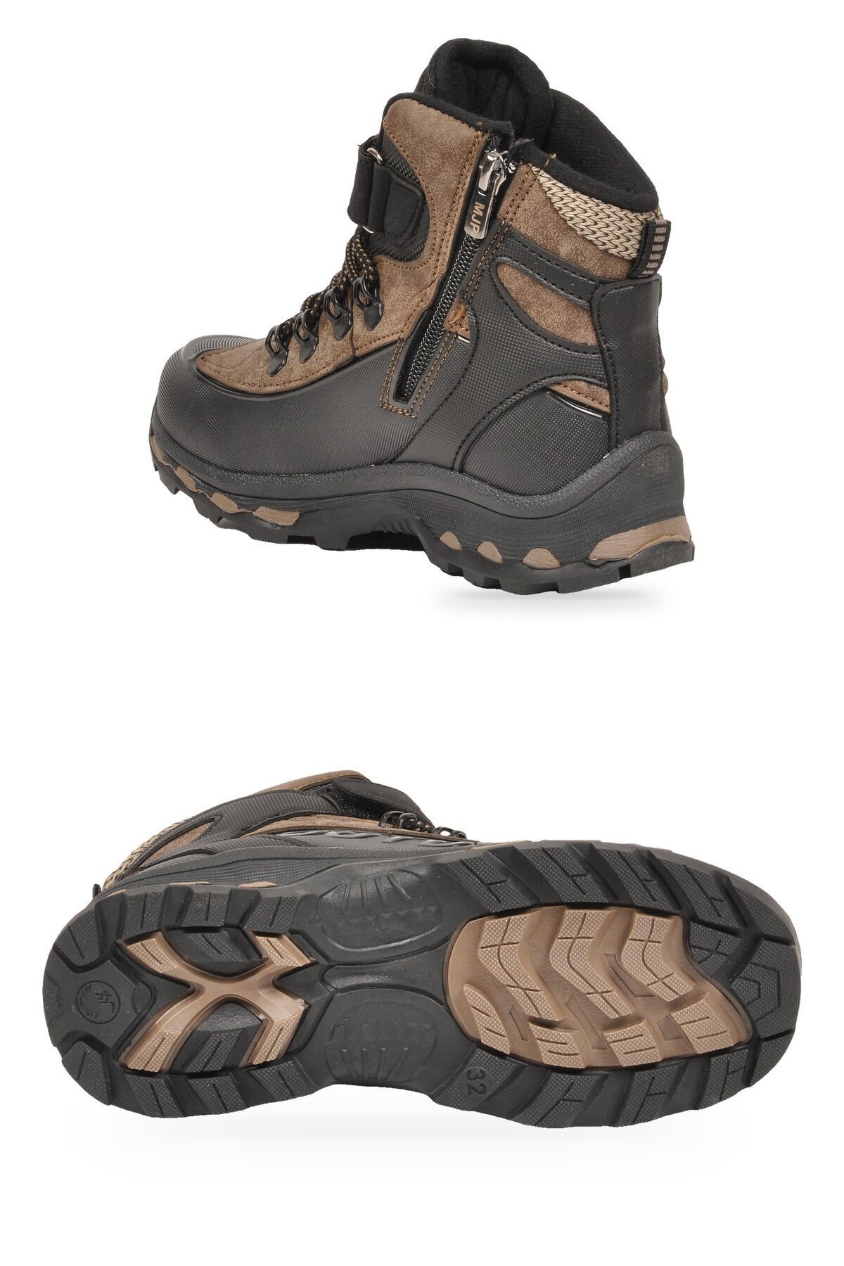 Siyah-Vizon Cırtlı Bilek Boy Kaymaz Taban Unisex Çocuk Outdoor Trekking Bot 2115
