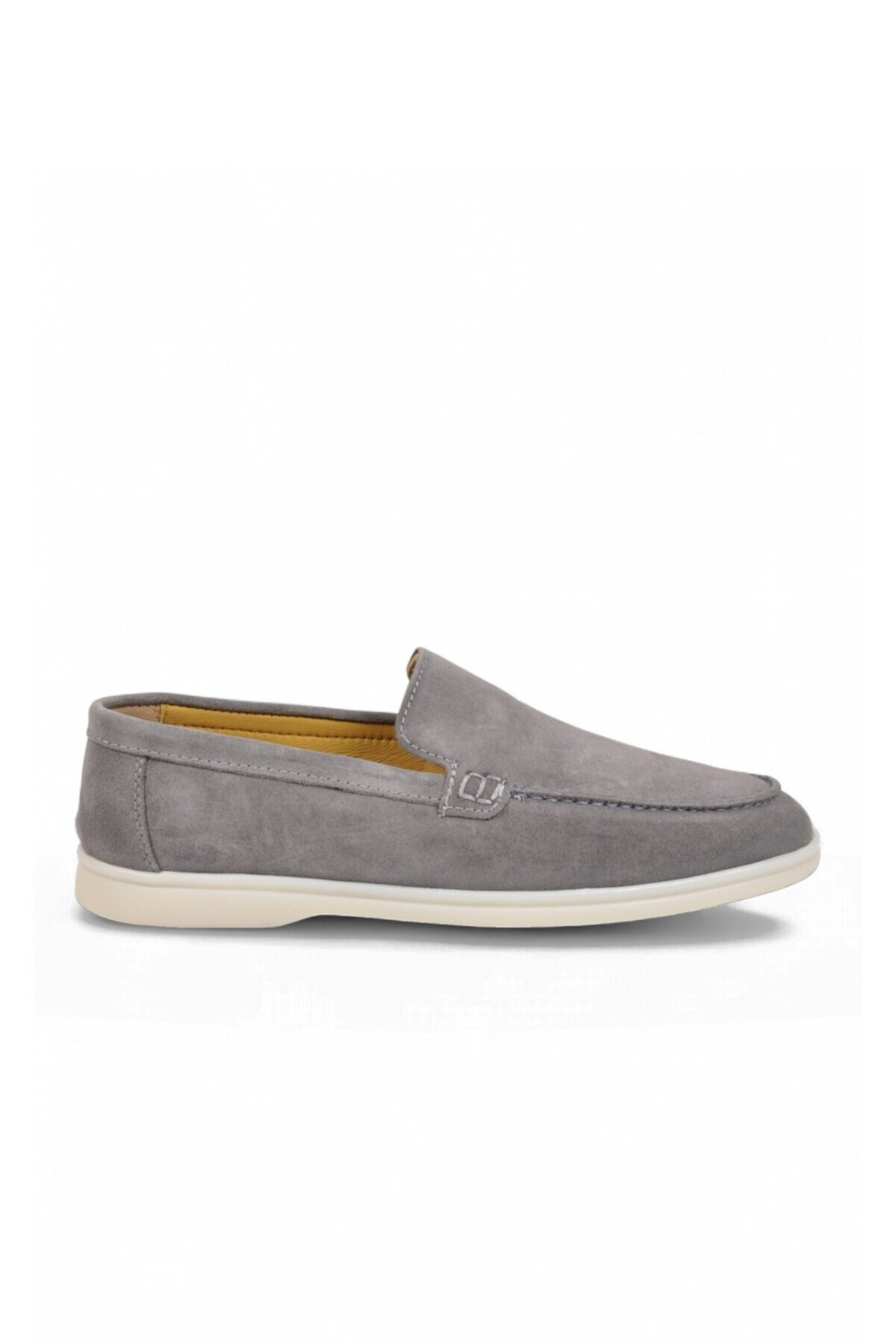 Hafif Rahat Şık Espadril Açık Gri Hakiki Deri Erkek Casual Loafer Ayakkabı 6K020-217