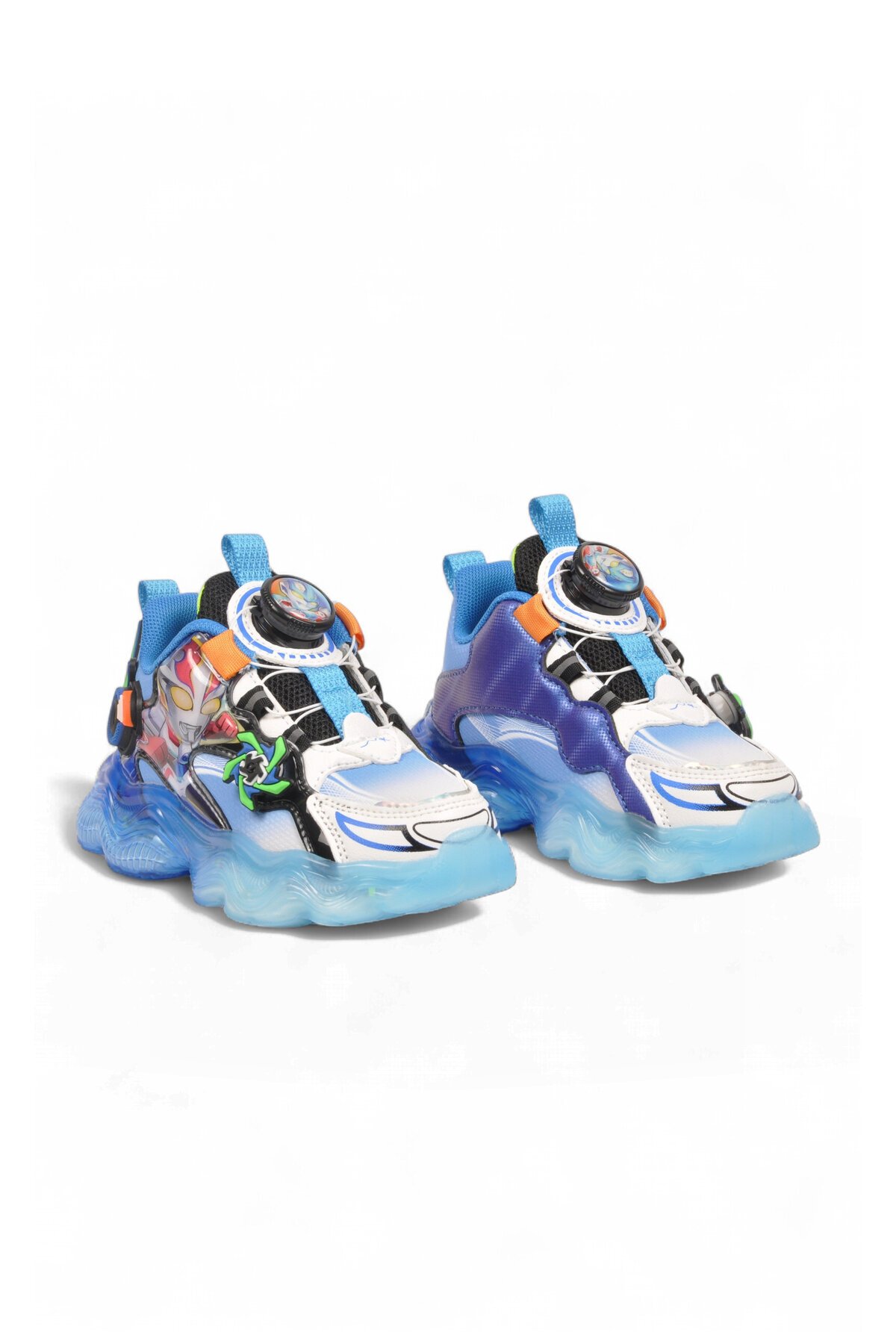 Akıllı Bağcıklı Desenli Kalın Tabanlı Mavi Unisex Çocuk Spor Ayakkabı Sneaker Kalen