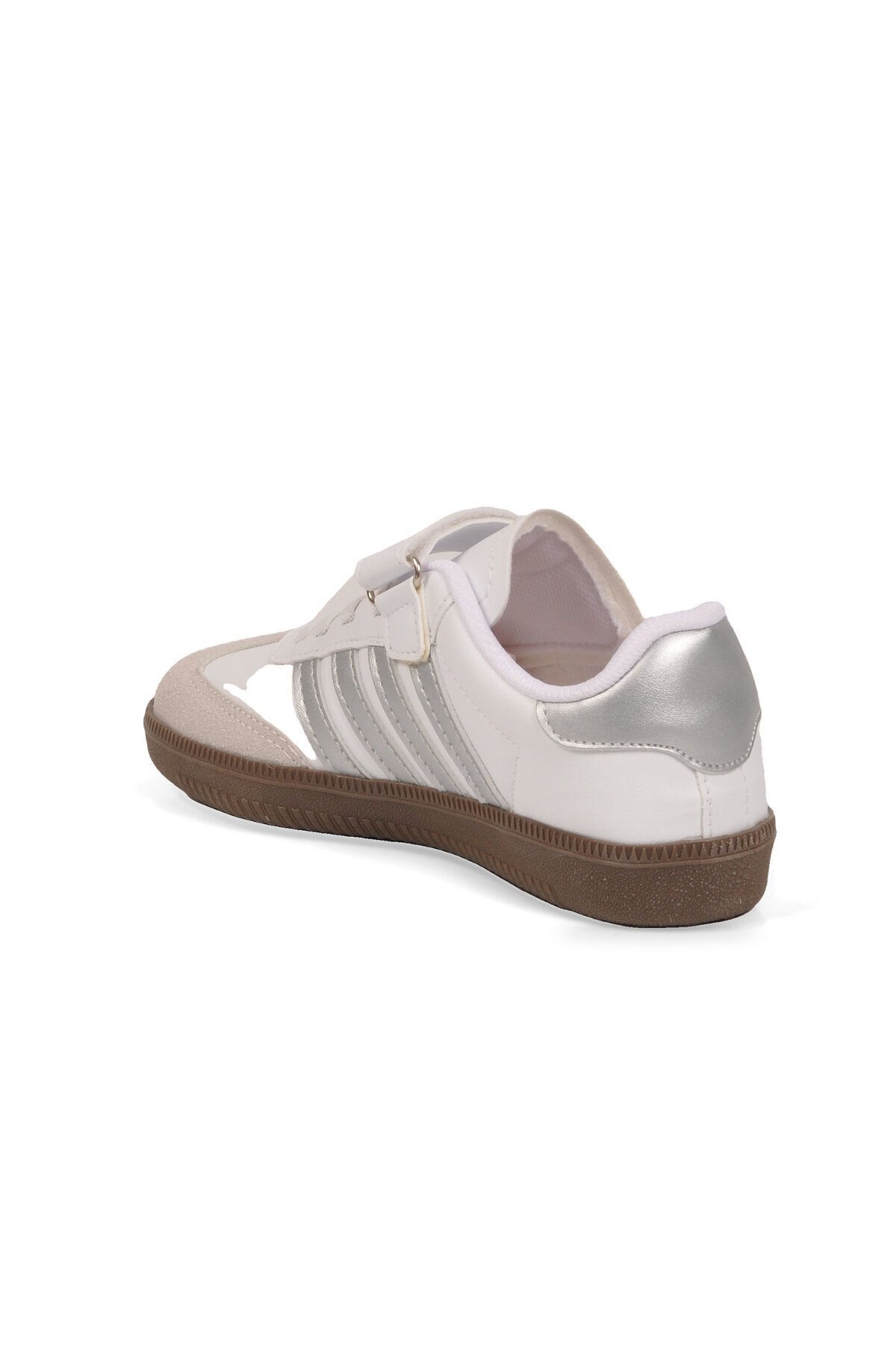 Beyaz-Gümüş Cırtlı Kalın Rahat Tabanlı Erkek Çocuk Spor Ayakkabı Sneaker 753 F