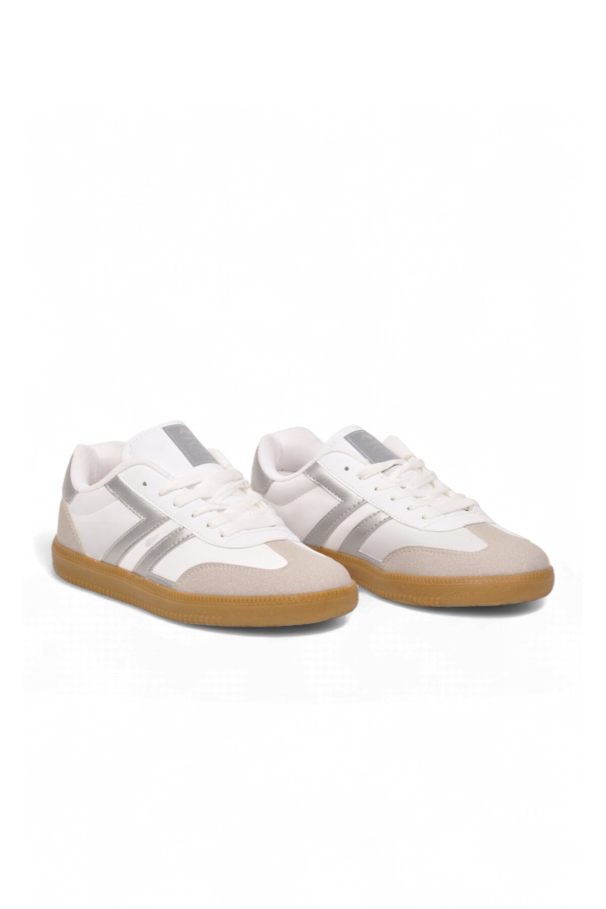 Bağcıklı Şık Rahat Hafif Beyaz-Gümüş Unisex Yürüyüş ve Spor Ayakkabı Sneaker 234750