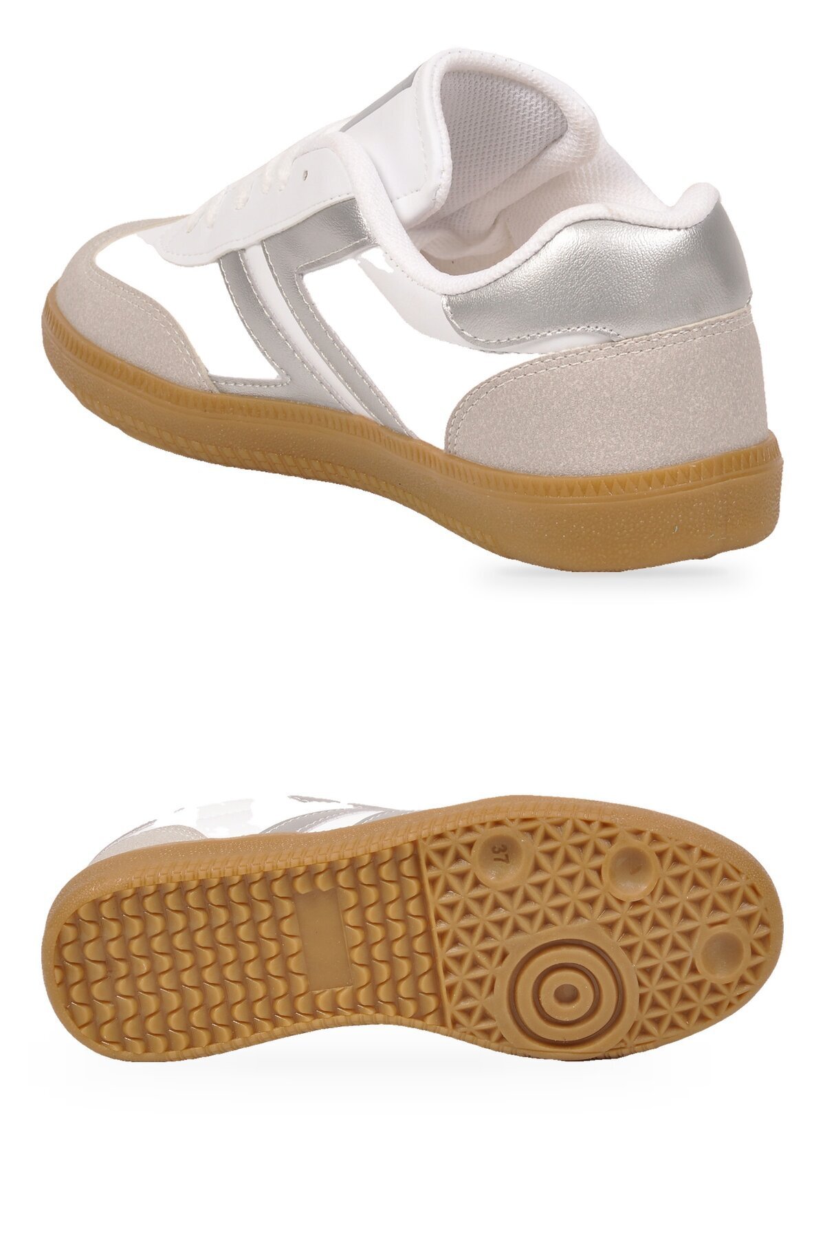 Bağcıklı Şık Rahat Hafif Beyaz-Gümüş Unisex Yürüyüş ve Spor Ayakkabı Sneaker 234750