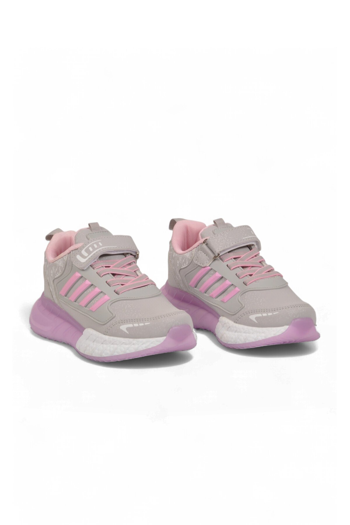 Buz-Pembe Kız Çocuk Spor Ayakkabı Cırt Bantlı Kalın Tabanlı Sneaker 748 Cilt