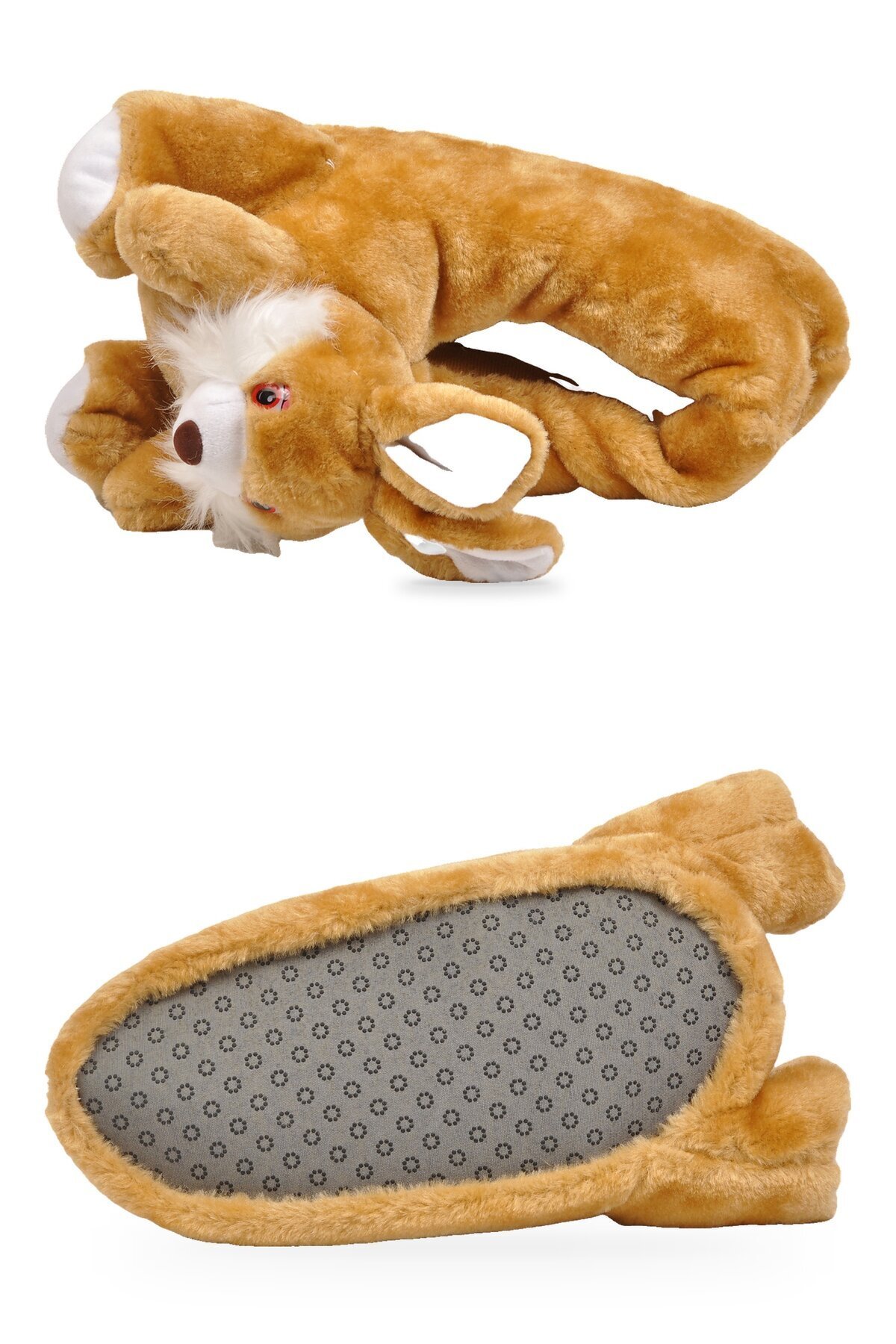 Tavşan Desenli Camel Unisex Ev Terliği Sıcak Tutan Ev Pandufu H025.Z.0000