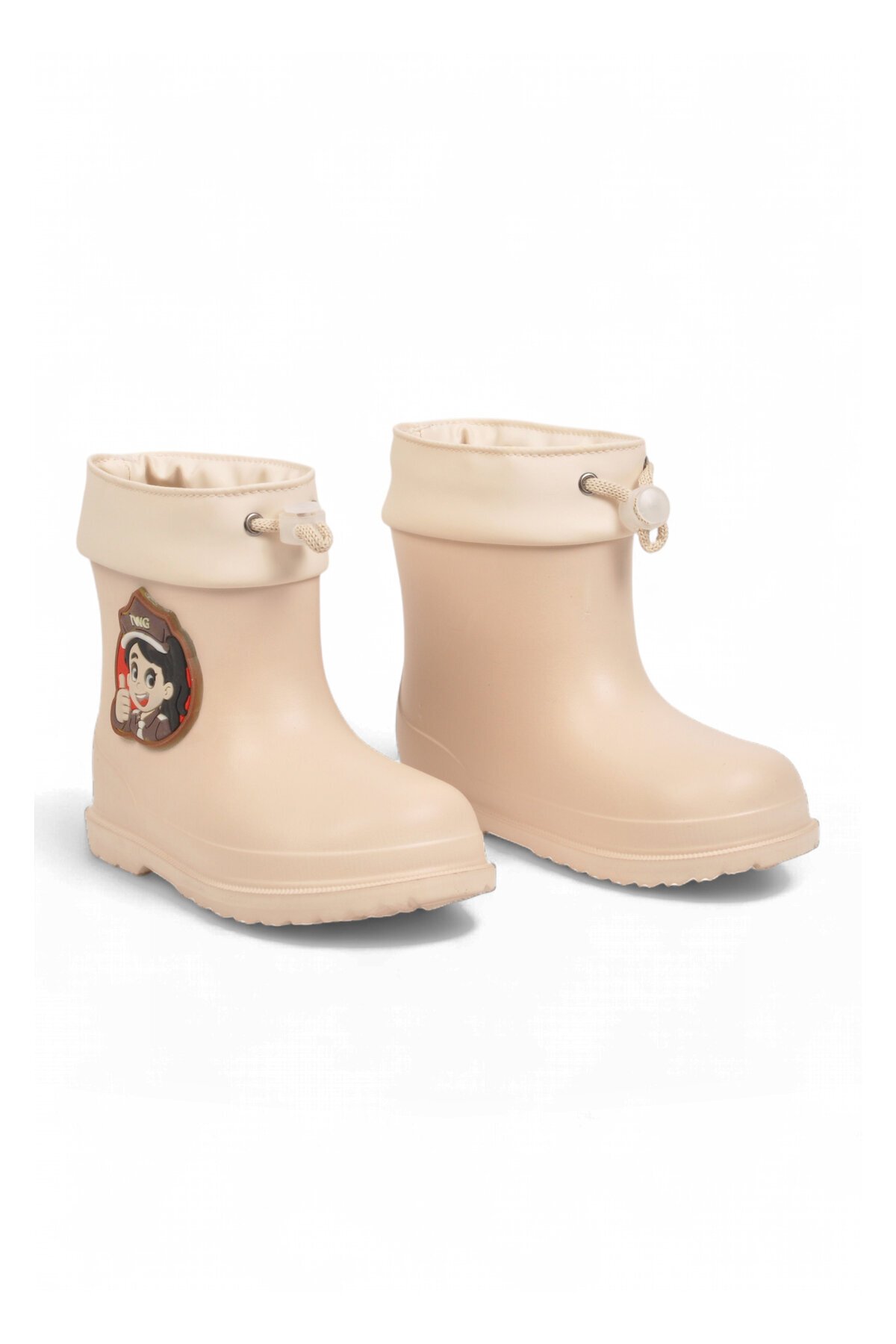 Ekru Unisex Çocuk Bot İçi Kürklü Soğuğa Dirençli Aksesuarı Işıklı Çizme 530