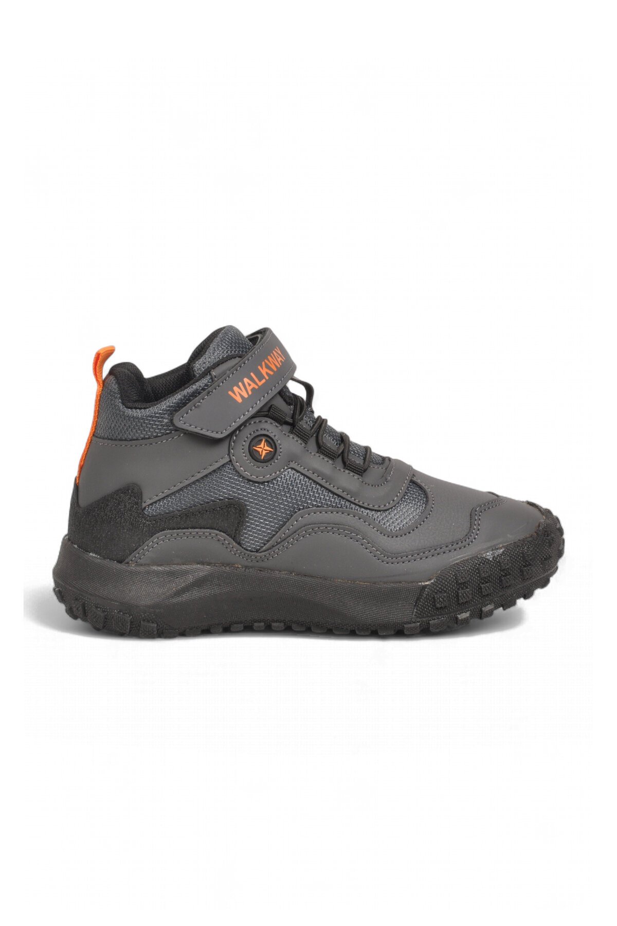 Erkek Çocuk Füme Cırt Bantlı Kauçuk Tabanlı Lastik Bağcıklı Sneaker Bot Orvo 2028
