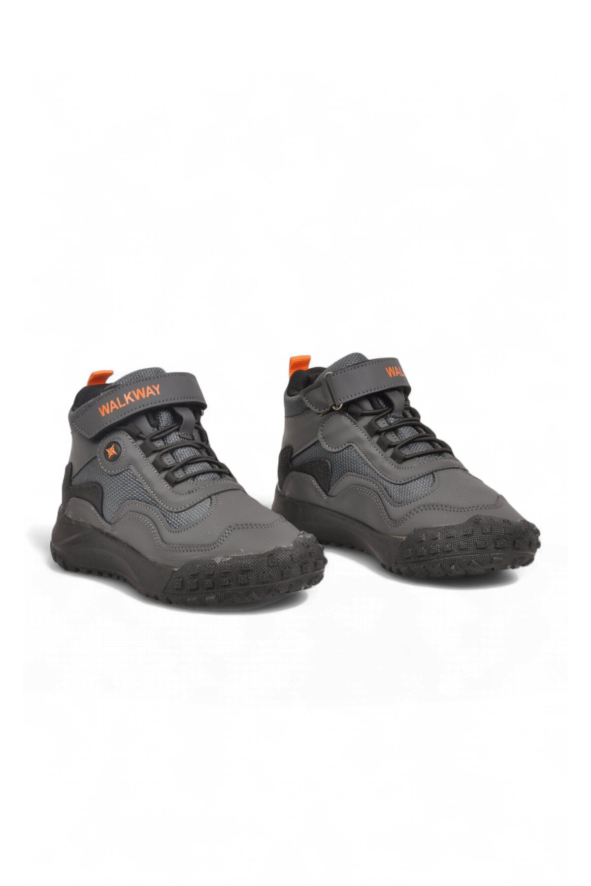 Erkek Çocuk Füme Cırt Bantlı Kauçuk Tabanlı Lastik Bağcıklı Sneaker Bot Orvo 2028