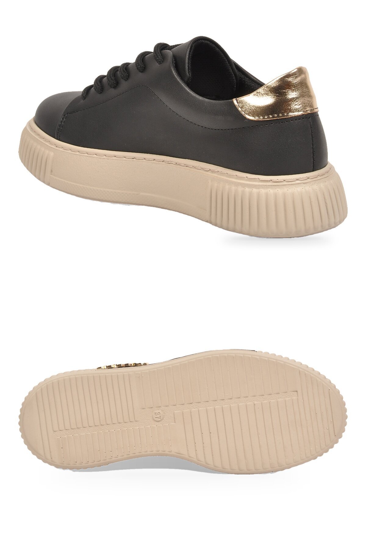 Kadın Siyah Bağcıklı Kalın Tabanlı Şık Rahat Sneaker Günlük Casual Yürüyüş Ayakkabı 261261