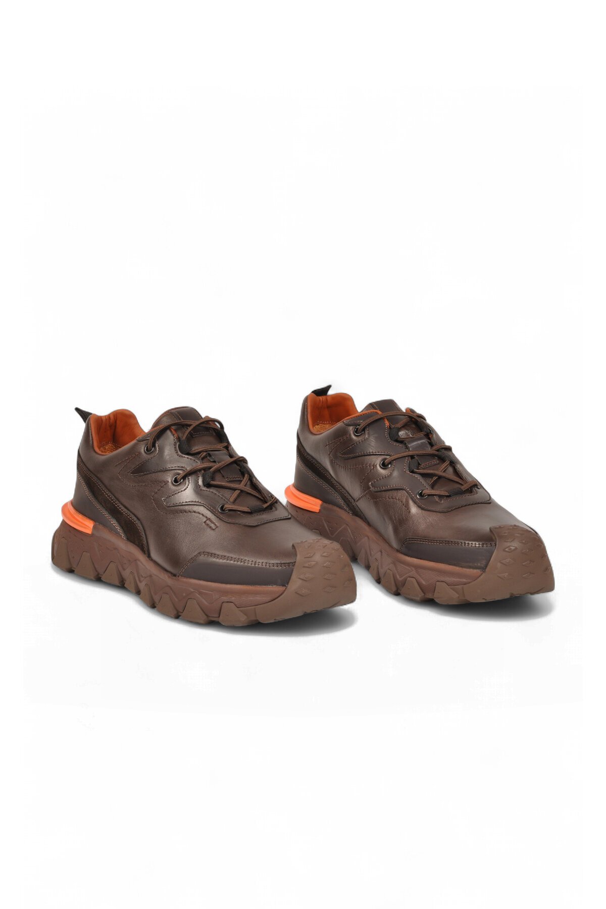 Erkek Kahve Hakiki Deri Casual Ayakkabı Bağcıklı Rahat Tabanlı Şık Sneaker 152-24252