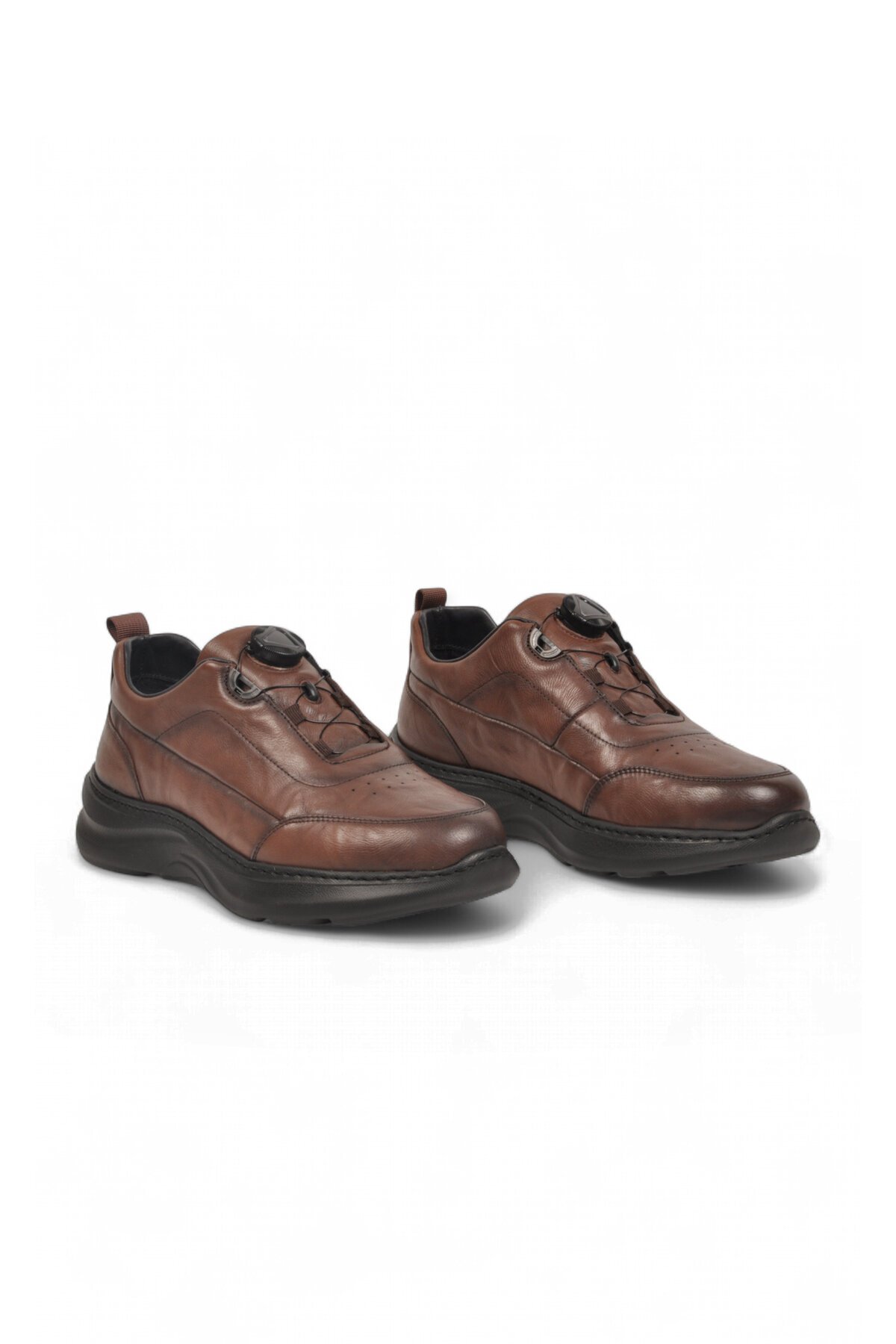 Kahve Hakiki Deri Erkek Casual Ayakkabı Şık Rahat Akıllı Bağcıklı Sneaker 26K541-1