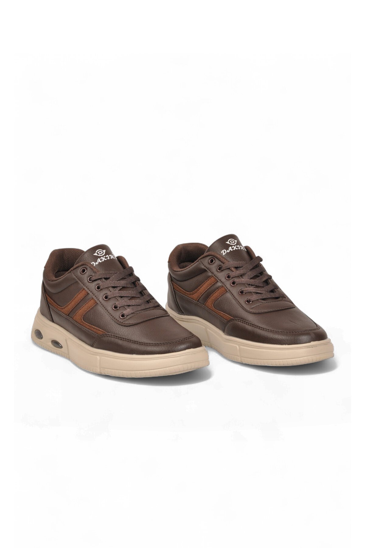 Erkek Kahve Casual Ayakkabı Bağcıklı Cilt Hafif Esnek Yürüyüş Ayakkabı Sneaker 128 Cilt