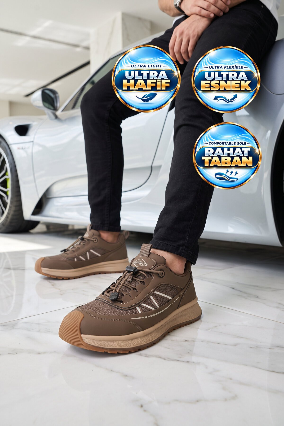 Kahve Erkek Casual Ayakkabı Bağcıklı Hafif Rahat Tabanlı Sneaker 26K559