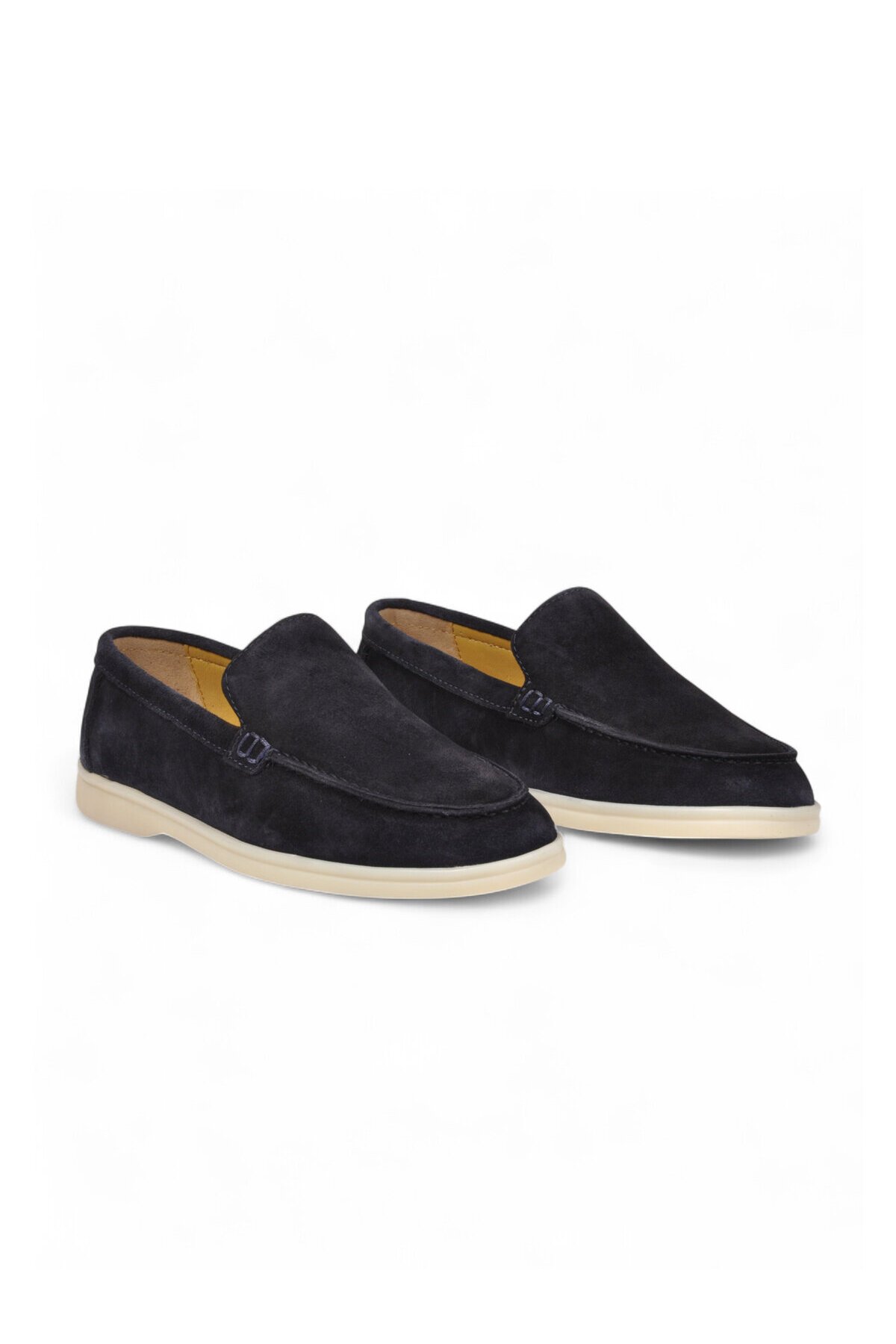 Hafif Rahat Şık Espadril Lacivert Hakiki Deri Erkek Casual Loafer Ayakkabı 6K020-217